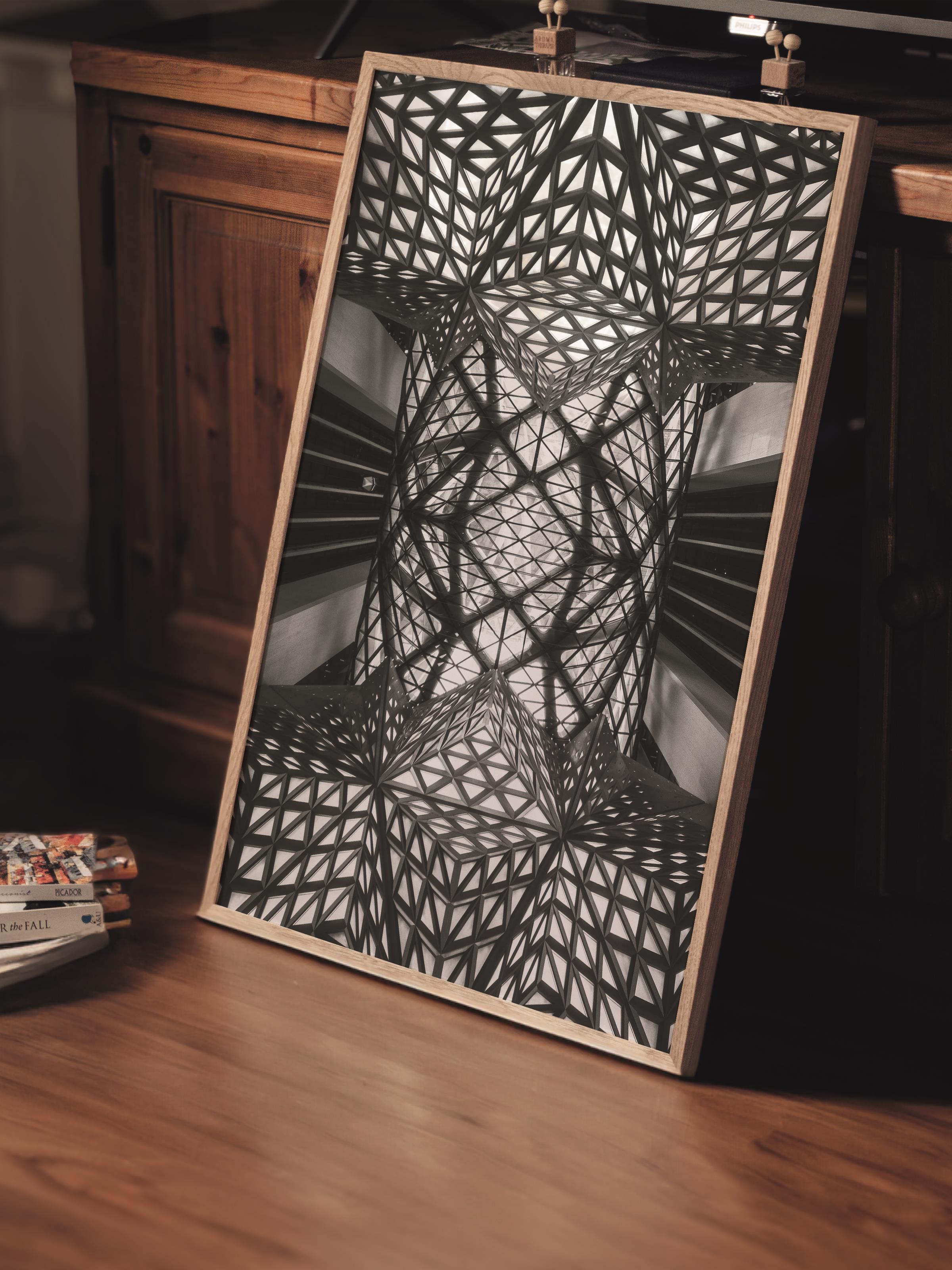 Mimari Poster, Siyah Beyaz Çerçevesiz Poster, Sanatsal Baskı NO:166 Estetik Ofis Duvar Dekoru, Dikey