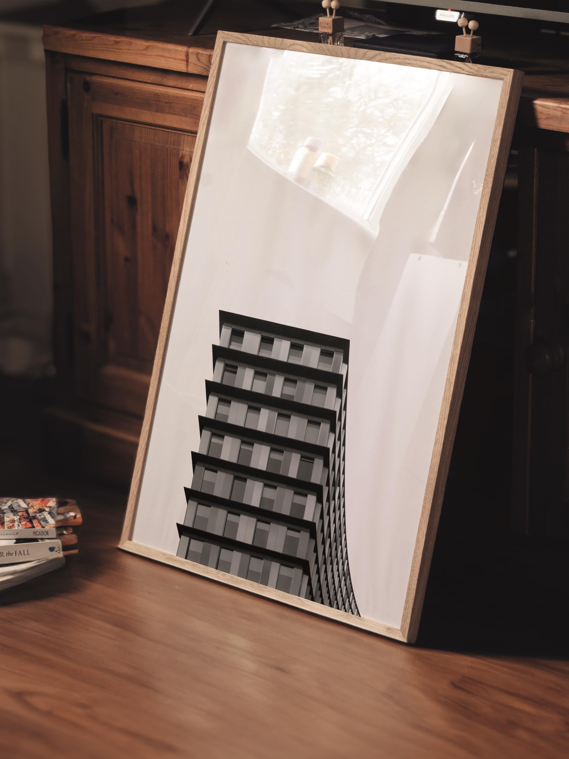Mimari Poster, Siyah Beyaz Çerçevesiz Poster, Sanatsal Baskı NO:170 Estetik Ofis Duvar Dekoru, Dikey