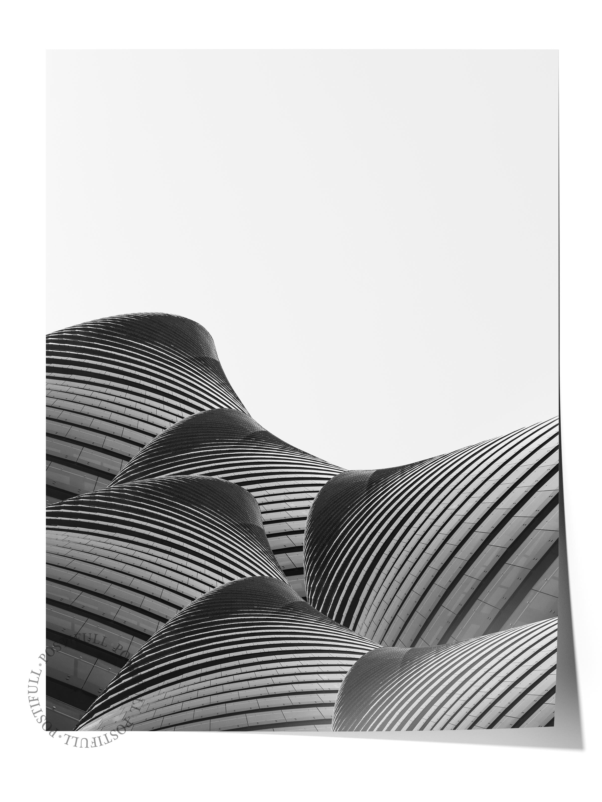 Mimari Poster, Siyah Beyaz Çerçevesiz Poster, Sanatsal Baskı NO:176 Estetik Ofis Duvar Dekoru, Dikey
