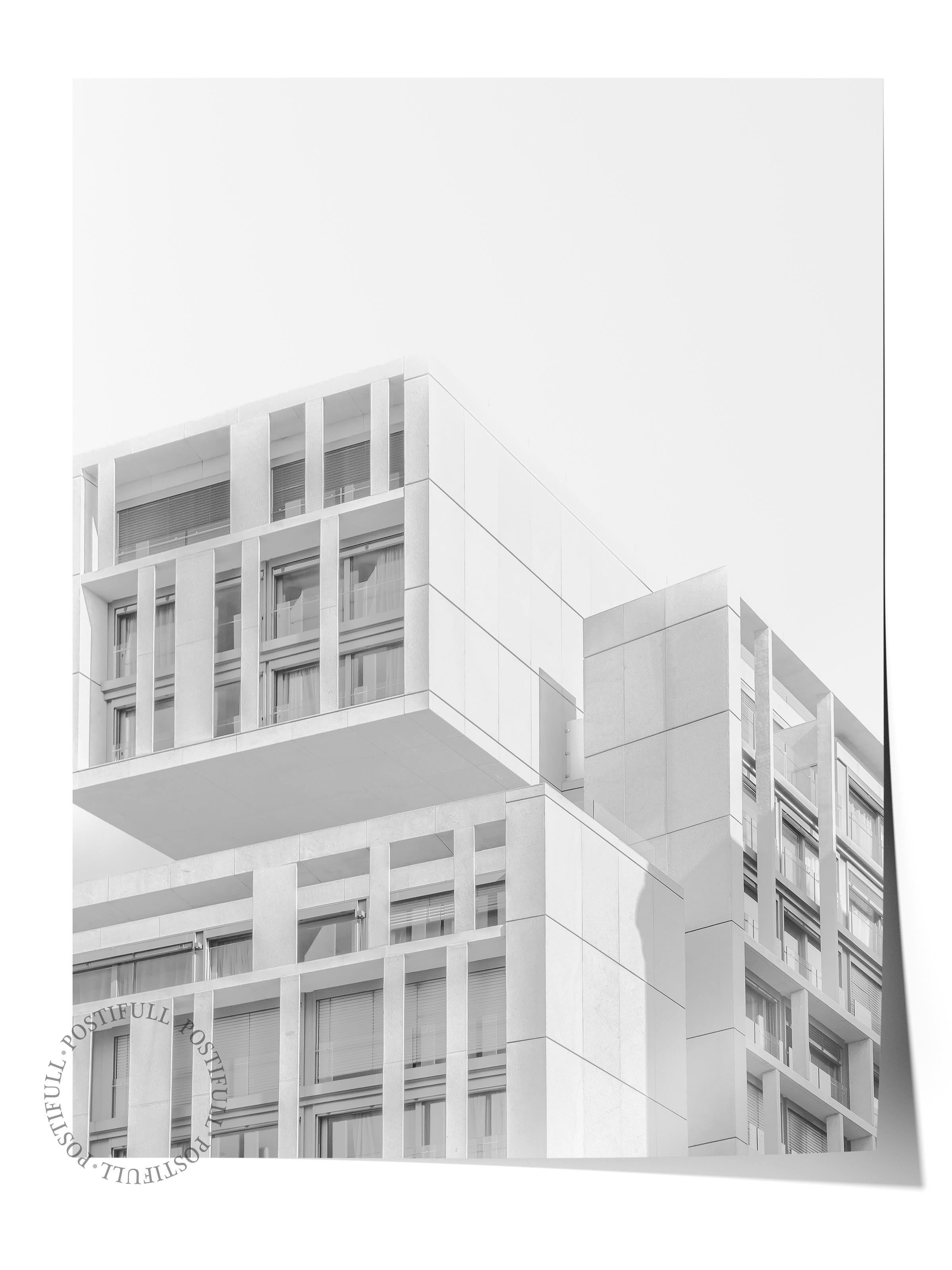 Mimari Poster, Siyah Beyaz Çerçevesiz Poster, Sanatsal Baskı NO:18 Estetik Ofis Duvar Dekoru, Dikey