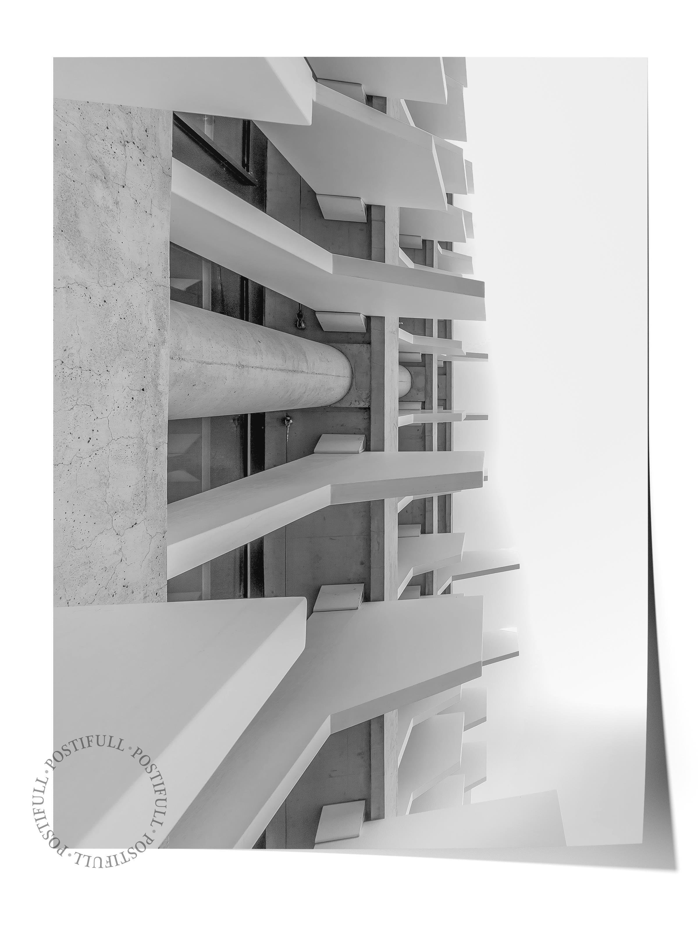 Mimari Poster, Siyah Beyaz Çerçevesiz Poster, Sanatsal Baskı NO:194 Estetik Ofis Duvar Dekoru, Dikey