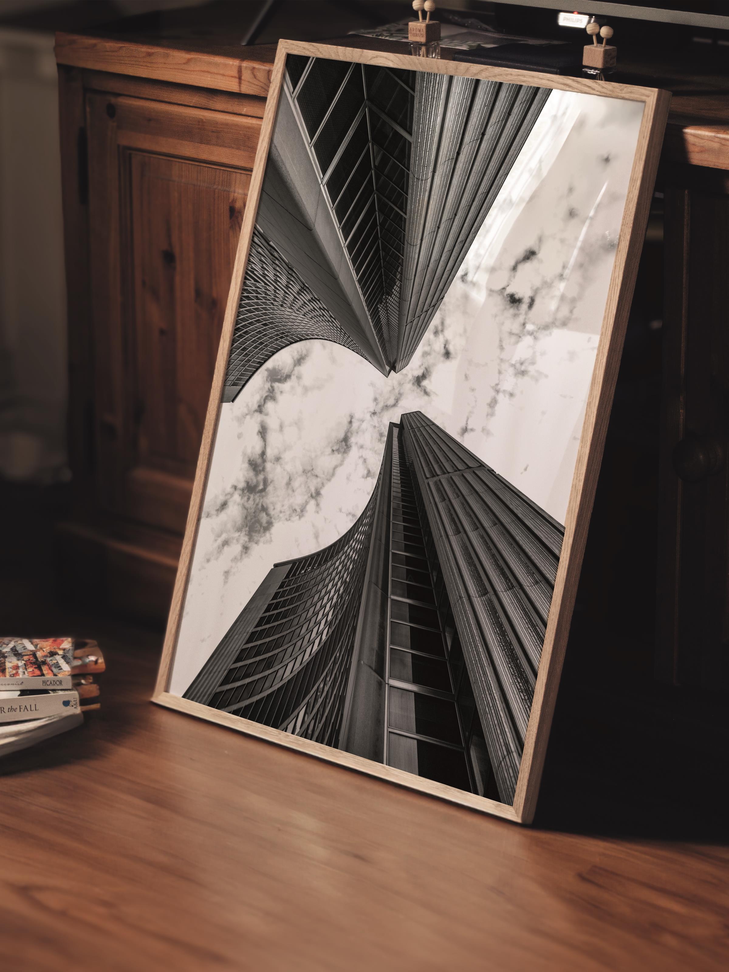 Mimari Poster, Siyah Beyaz Çerçevesiz Poster, Sanatsal Baskı NO:197 Estetik Ofis Duvar Dekoru, Dikey