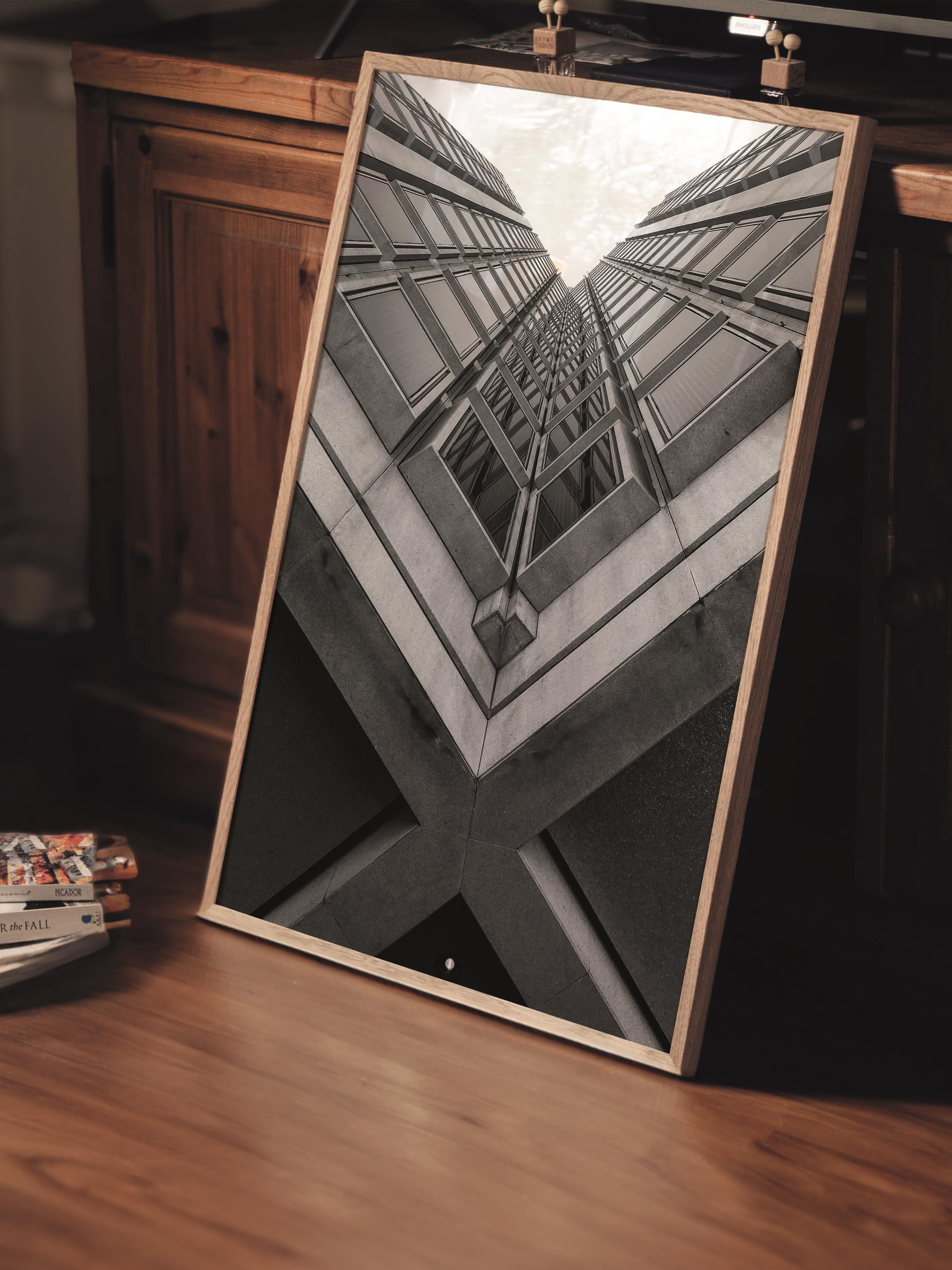 Mimari Poster, Siyah Beyaz Çerçevesiz Poster, Sanatsal Baskı NO:199 Estetik Ofis Duvar Dekoru, Dikey