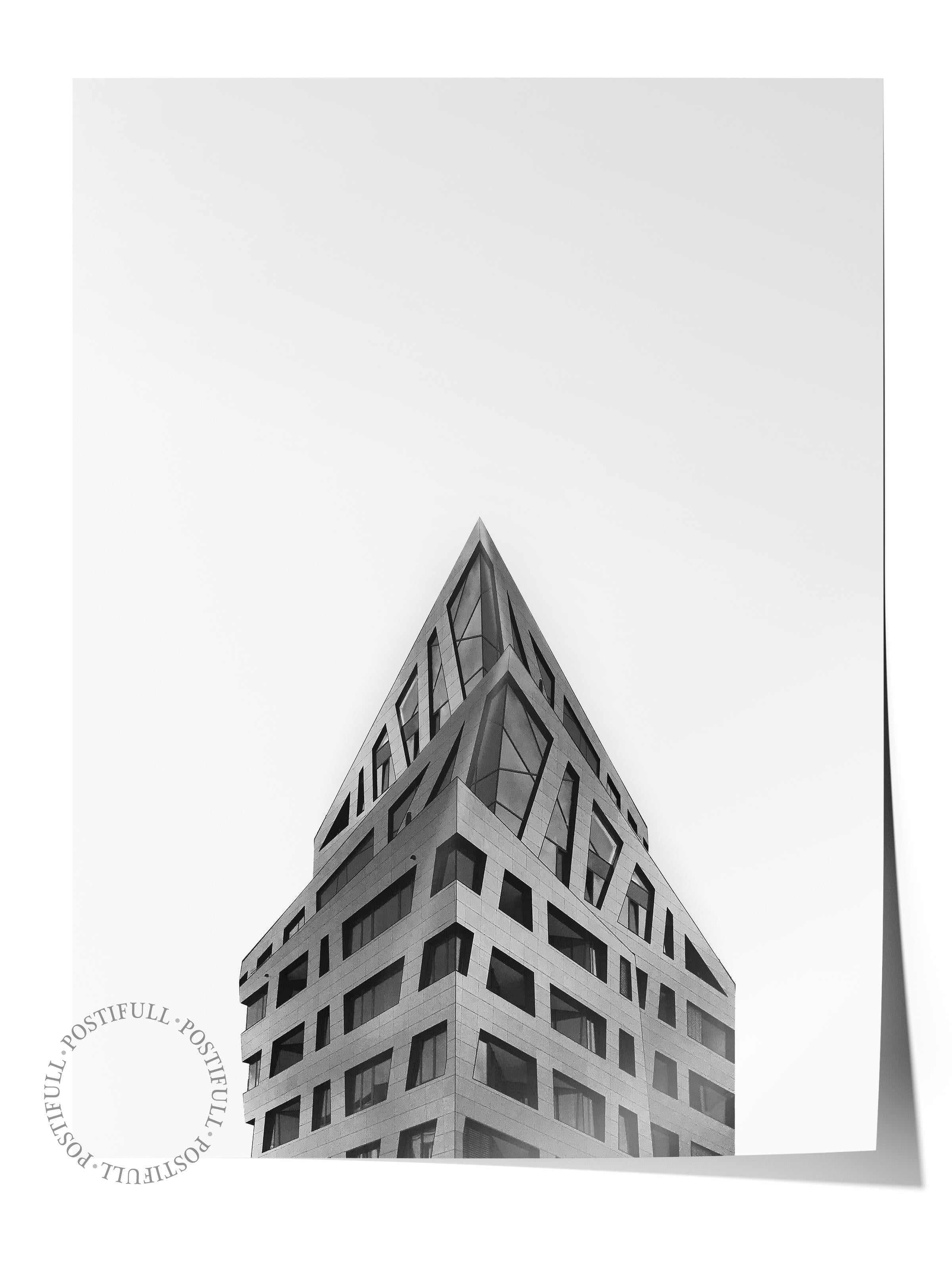 Mimari Poster, Siyah Beyaz Çerçevesiz Poster, Sanatsal Baskı NO:200 Estetik Ofis Duvar Dekoru, Dikey
