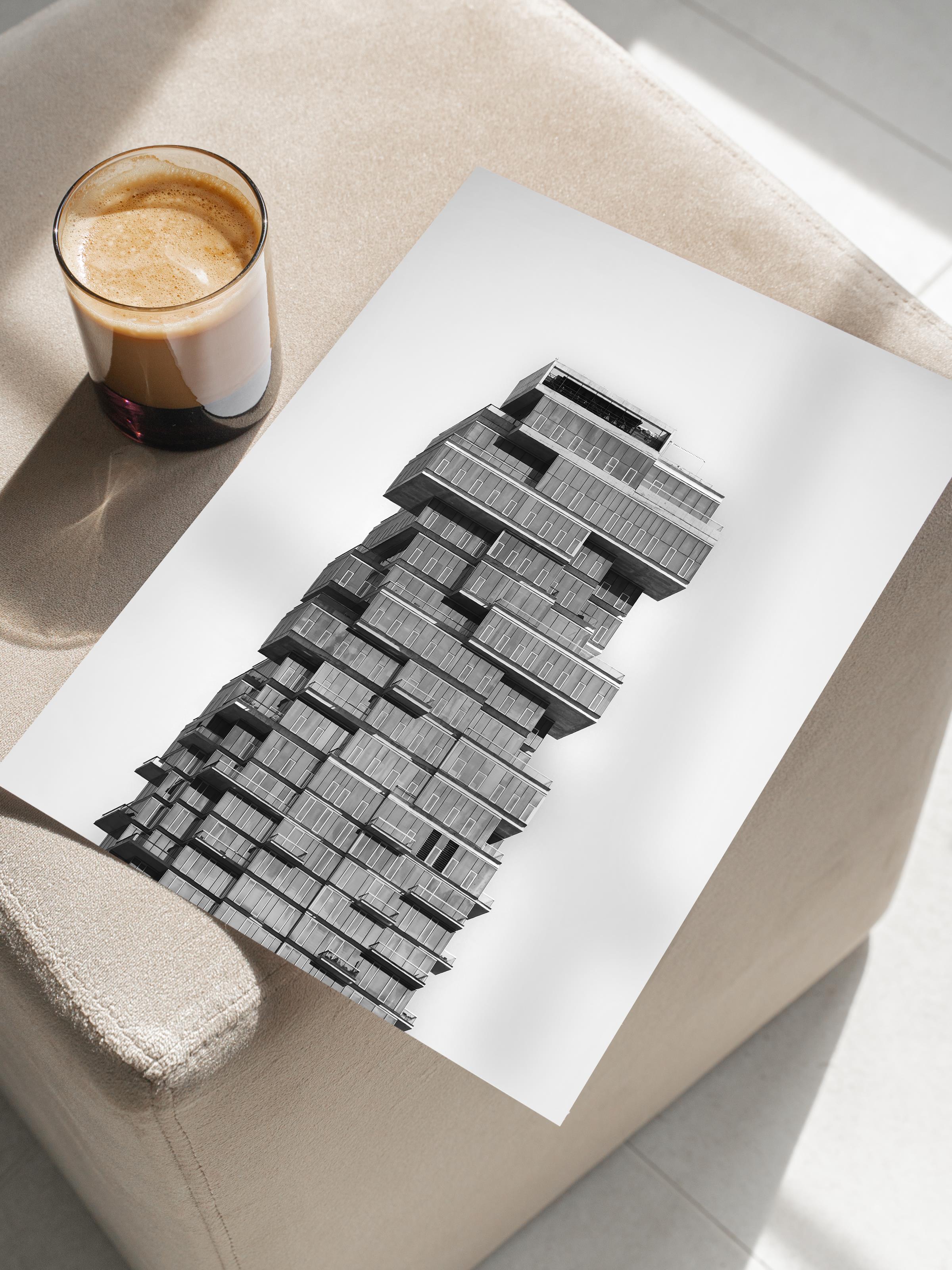 Mimari Poster, Siyah Beyaz Çerçevesiz Poster, Sanatsal Baskı NO:207 Estetik Ofis Duvar Dekoru, Dikey