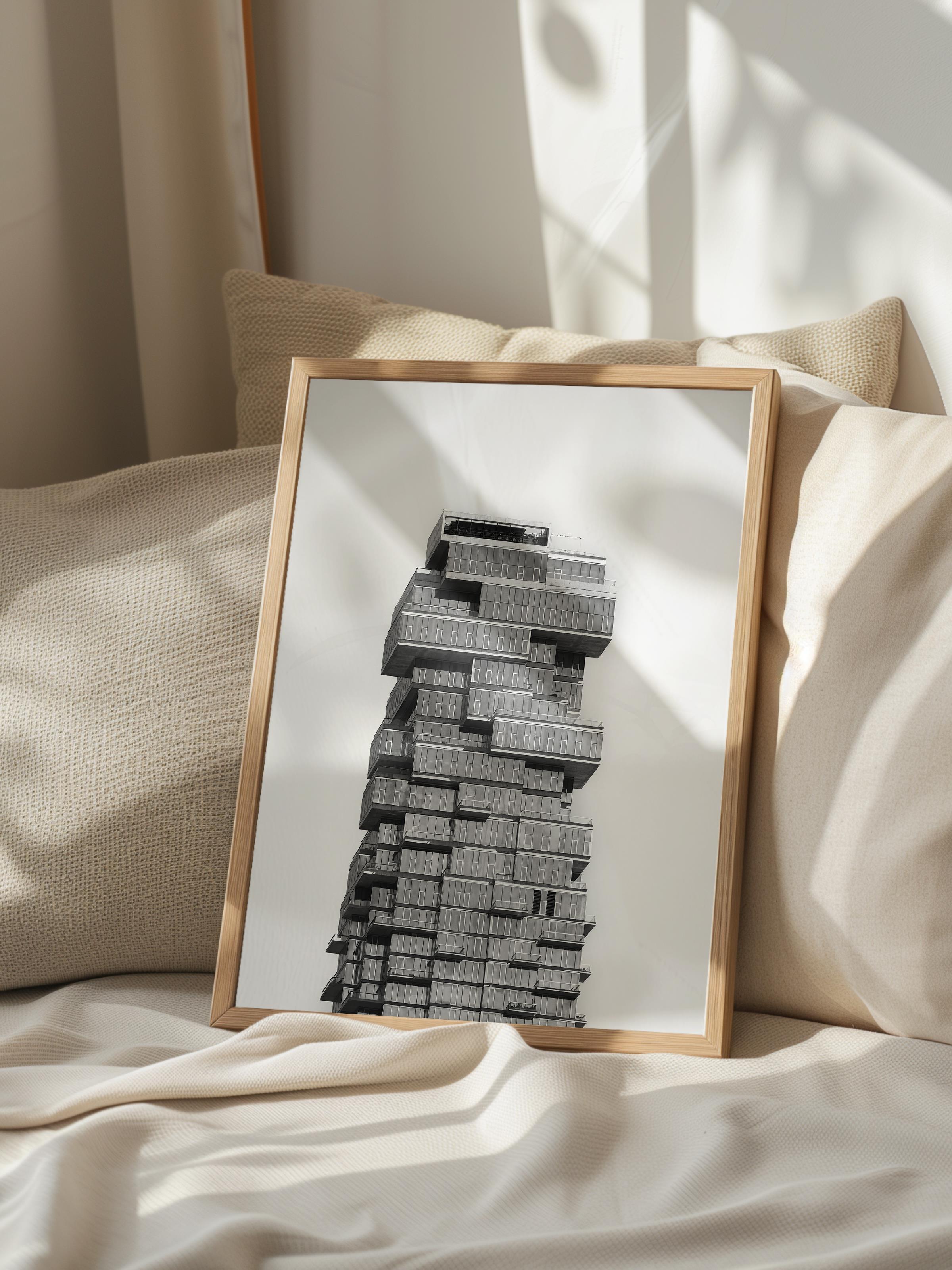 Mimari Poster, Siyah Beyaz Çerçevesiz Poster, Sanatsal Baskı NO:207 Estetik Ofis Duvar Dekoru, Dikey