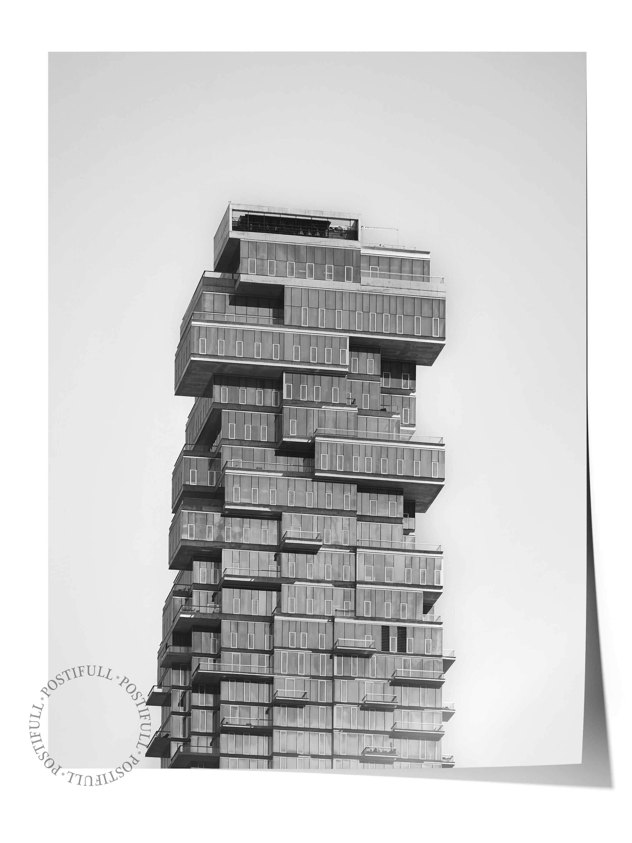 Mimari Poster, Siyah Beyaz Çerçevesiz Poster, Sanatsal Baskı NO:207 Estetik Ofis Duvar Dekoru, Dikey