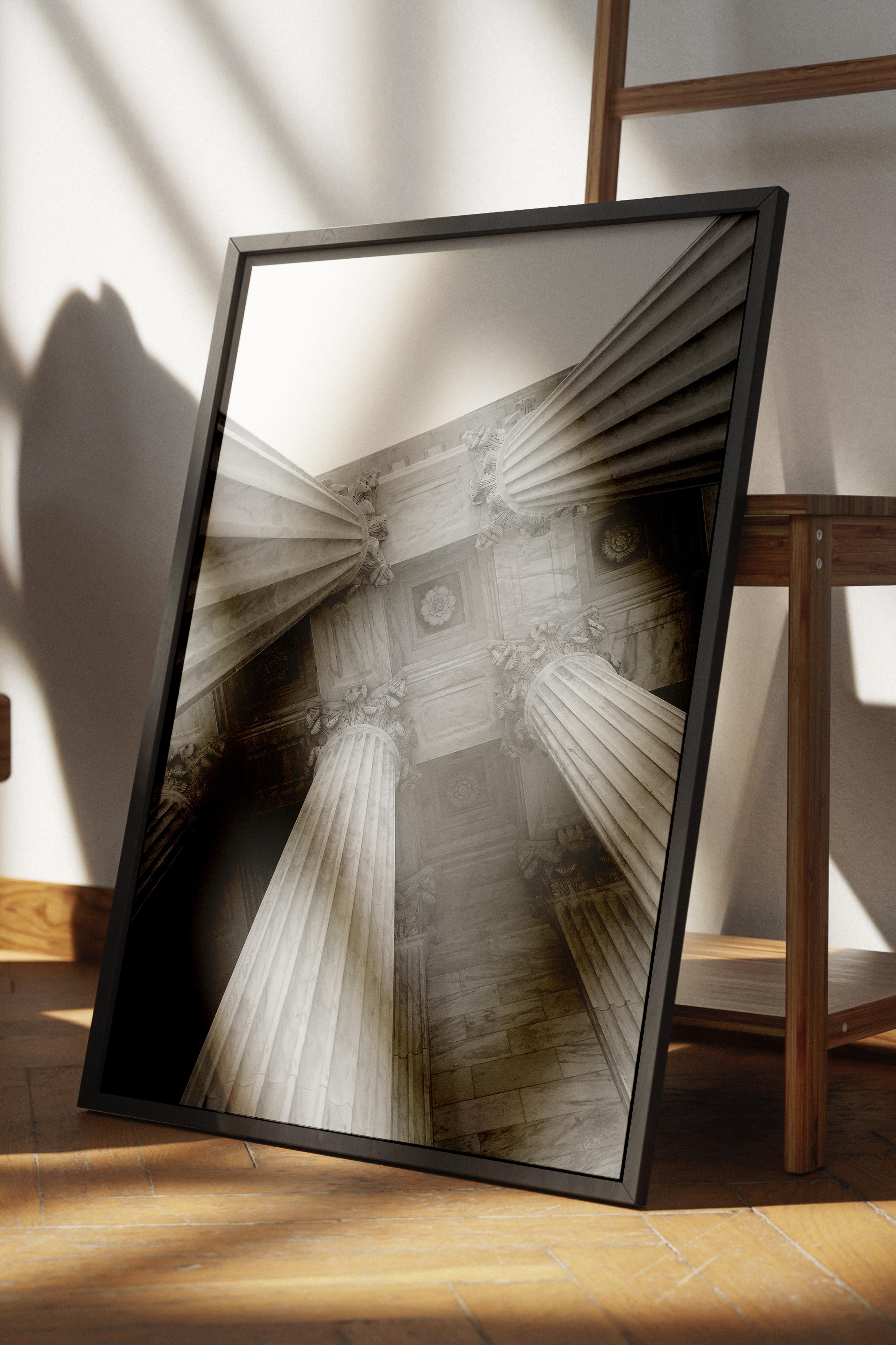 Mimari Poster, Siyah Beyaz Çerçevesiz Poster, Sanatsal Baskı NO:209 Estetik Ofis Duvar Dekoru, Dikey