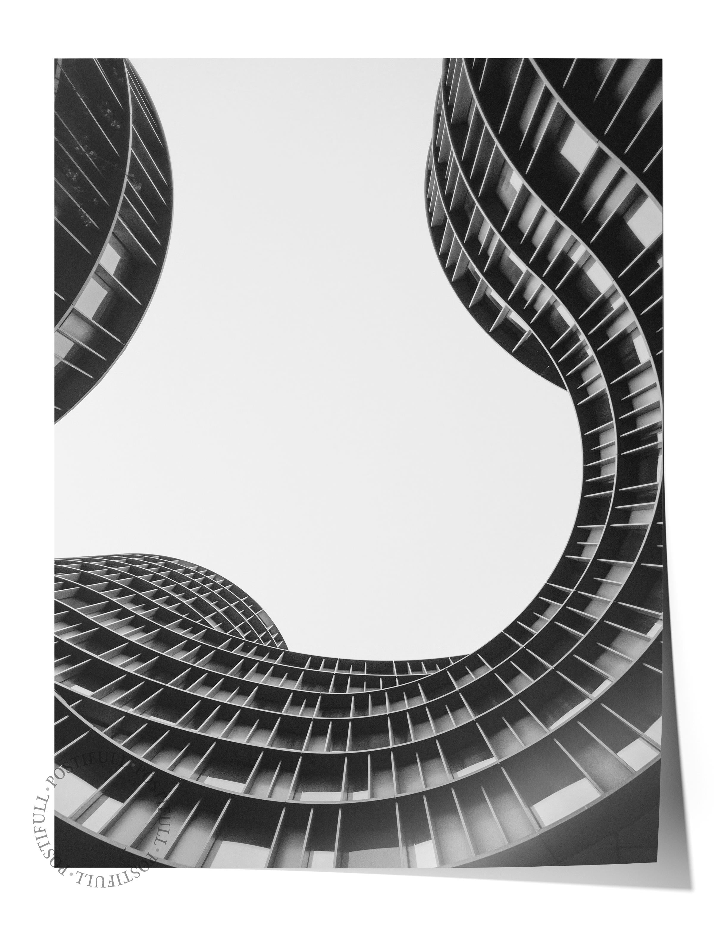 Mimari Poster, Siyah Beyaz Çerçevesiz Poster, Sanatsal Baskı NO:21 Estetik Ofis Duvar Dekoru, Dikey