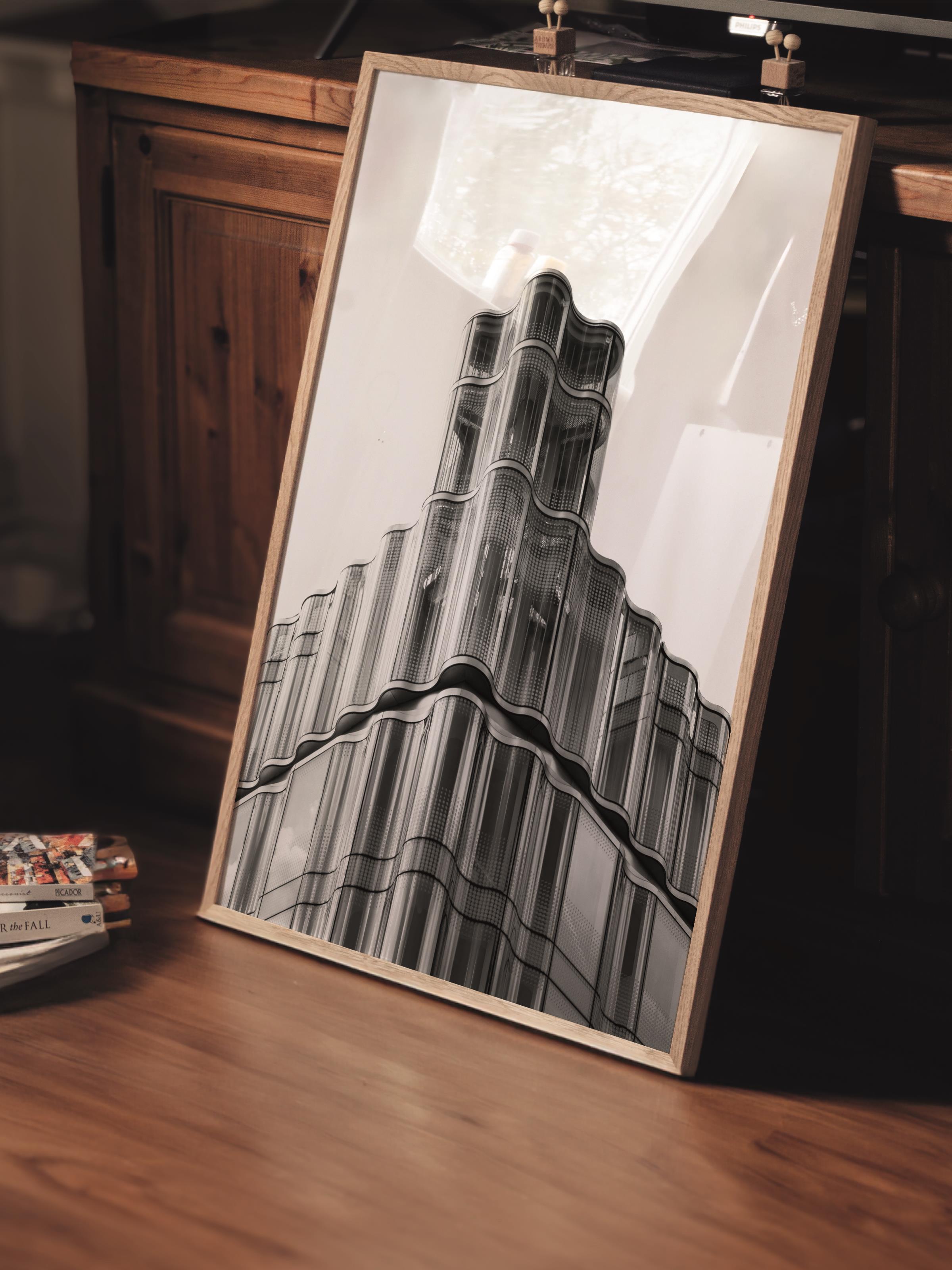 Mimari Poster, Siyah Beyaz Çerçevesiz Poster, Sanatsal Baskı NO:213 Estetik Ofis Duvar Dekoru, Dikey