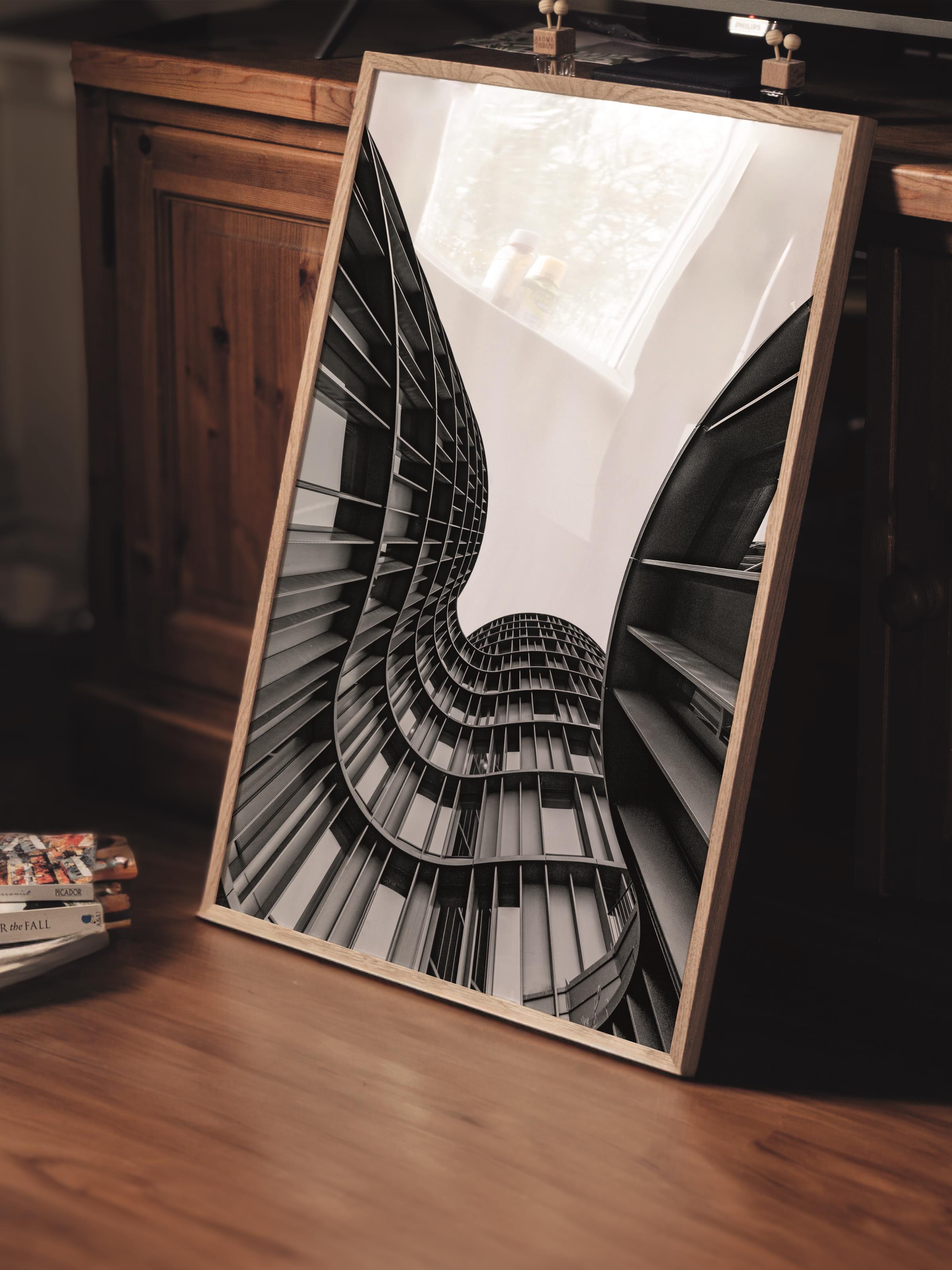 Mimari Poster, Siyah Beyaz Çerçevesiz Poster, Sanatsal Baskı NO:22 Estetik Ofis Duvar Dekoru, Dikey