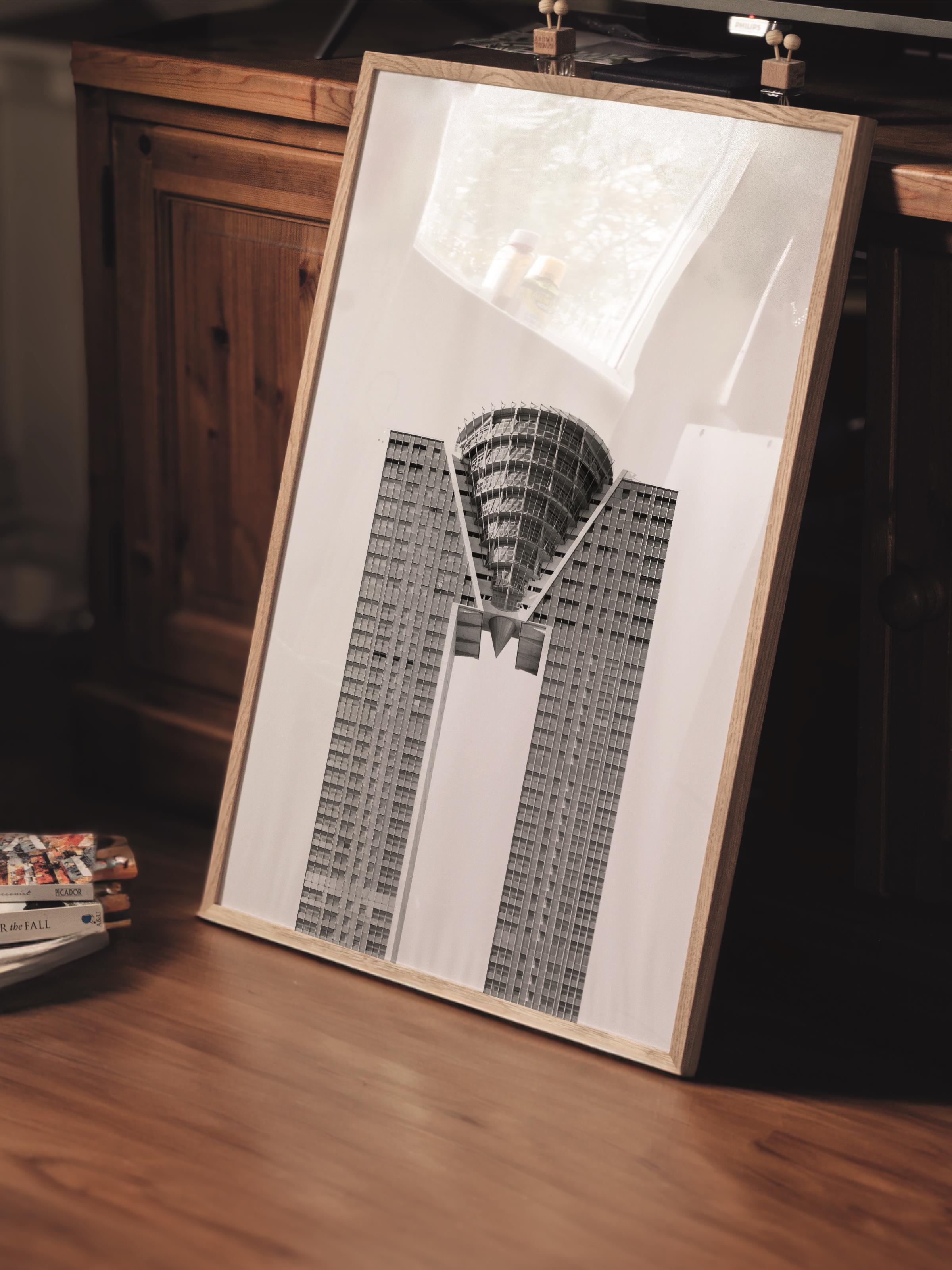Mimari Poster, Siyah Beyaz Çerçevesiz Poster, Sanatsal Baskı NO:228 Estetik Ofis Duvar Dekoru, Dikey