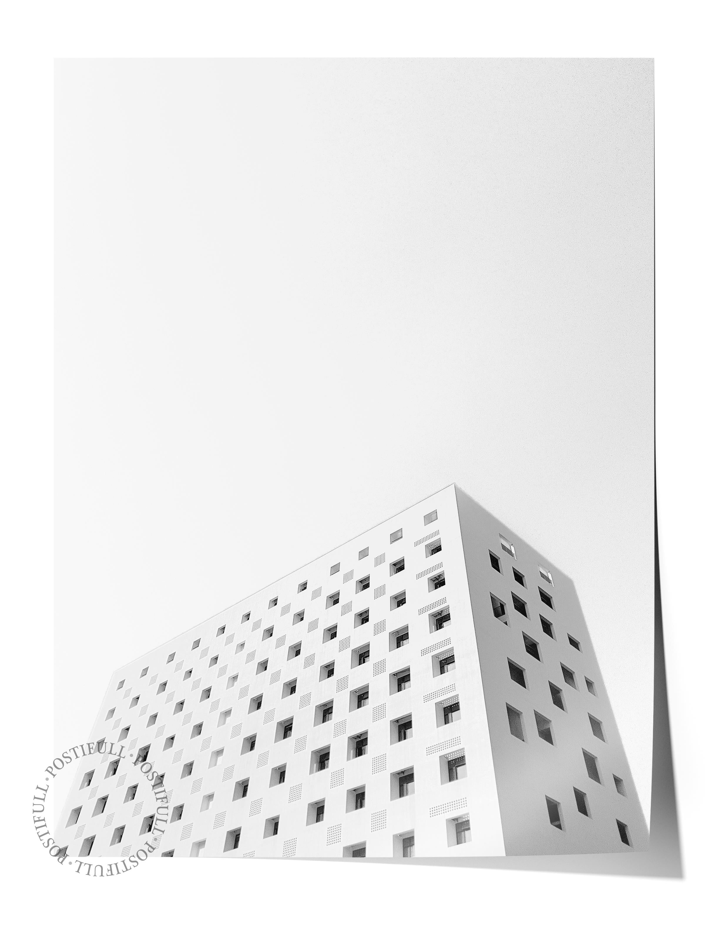 Mimari Poster, Siyah Beyaz Çerçevesiz Poster, Sanatsal Baskı NO:235 Estetik Ofis Duvar Dekoru, Dikey