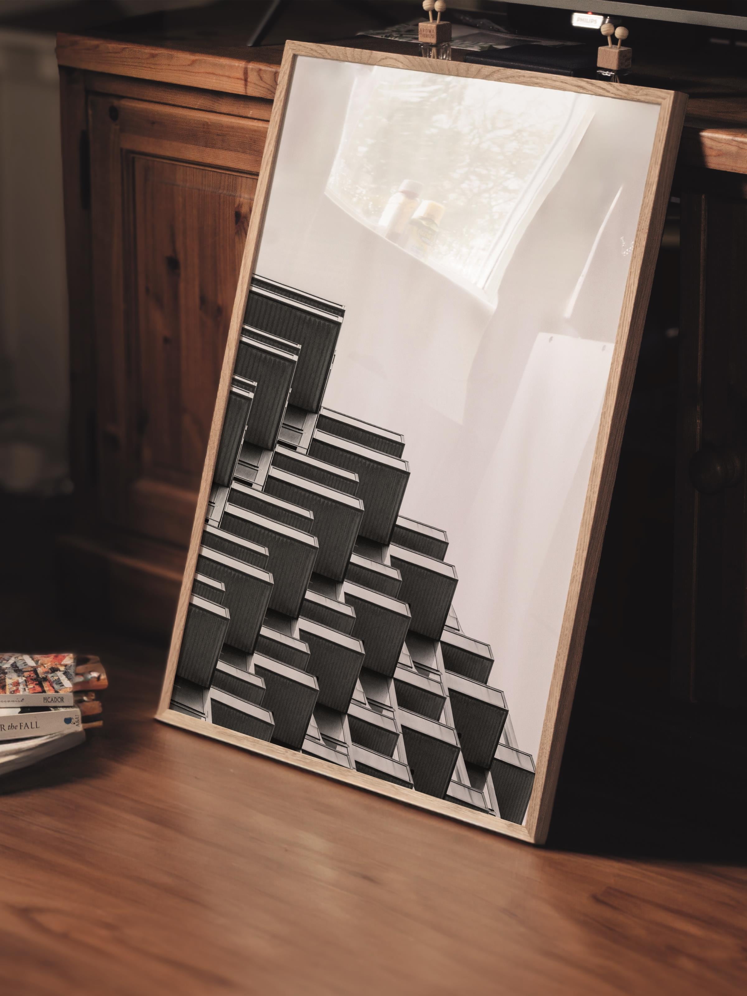 Mimari Poster, Siyah Beyaz Çerçevesiz Poster, Sanatsal Baskı NO:237 Estetik Ofis Duvar Dekoru, Dikey