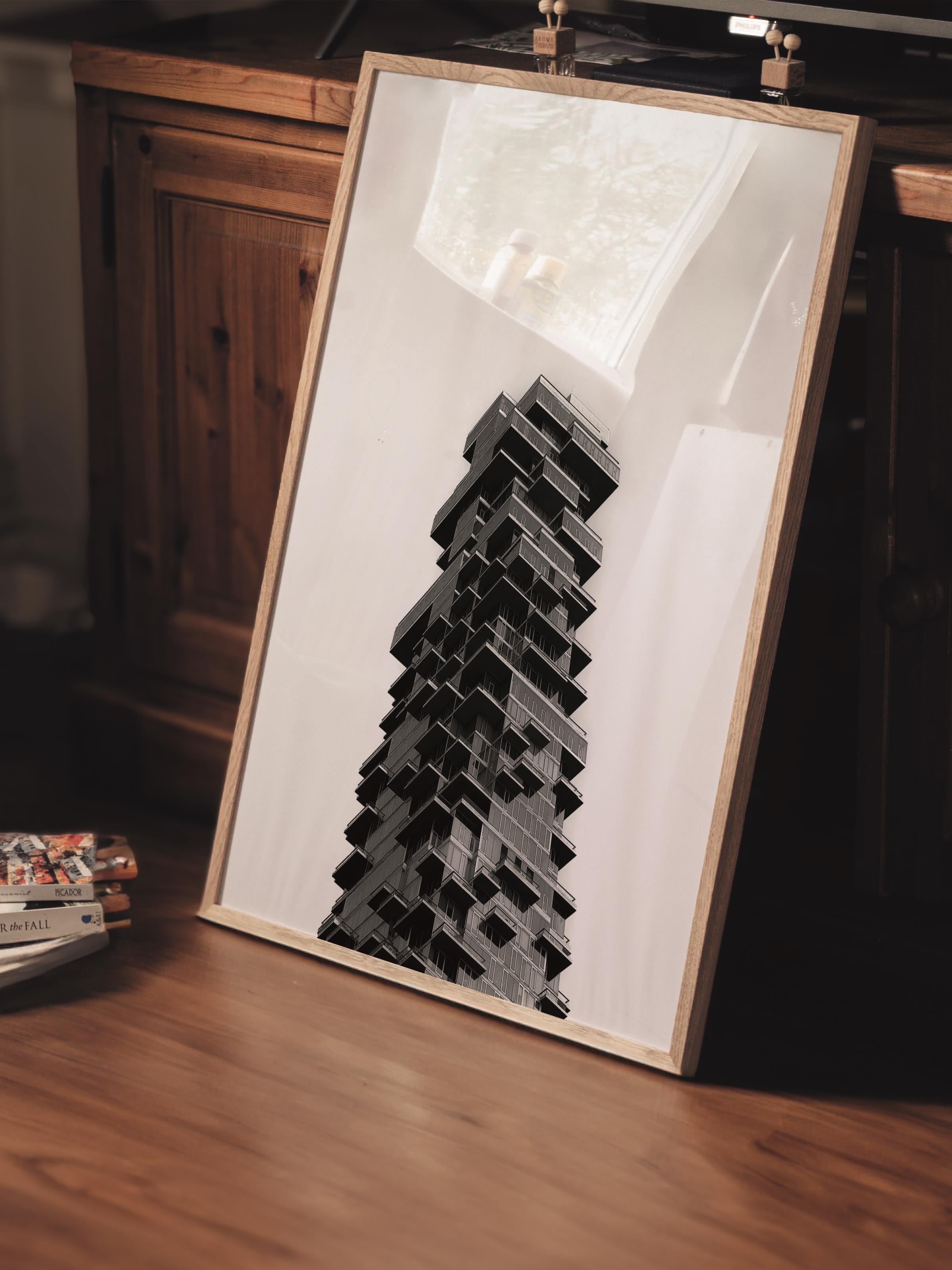Mimari Poster, Siyah Beyaz Çerçevesiz Poster, Sanatsal Baskı NO:241 Estetik Ofis Duvar Dekoru, Dikey
