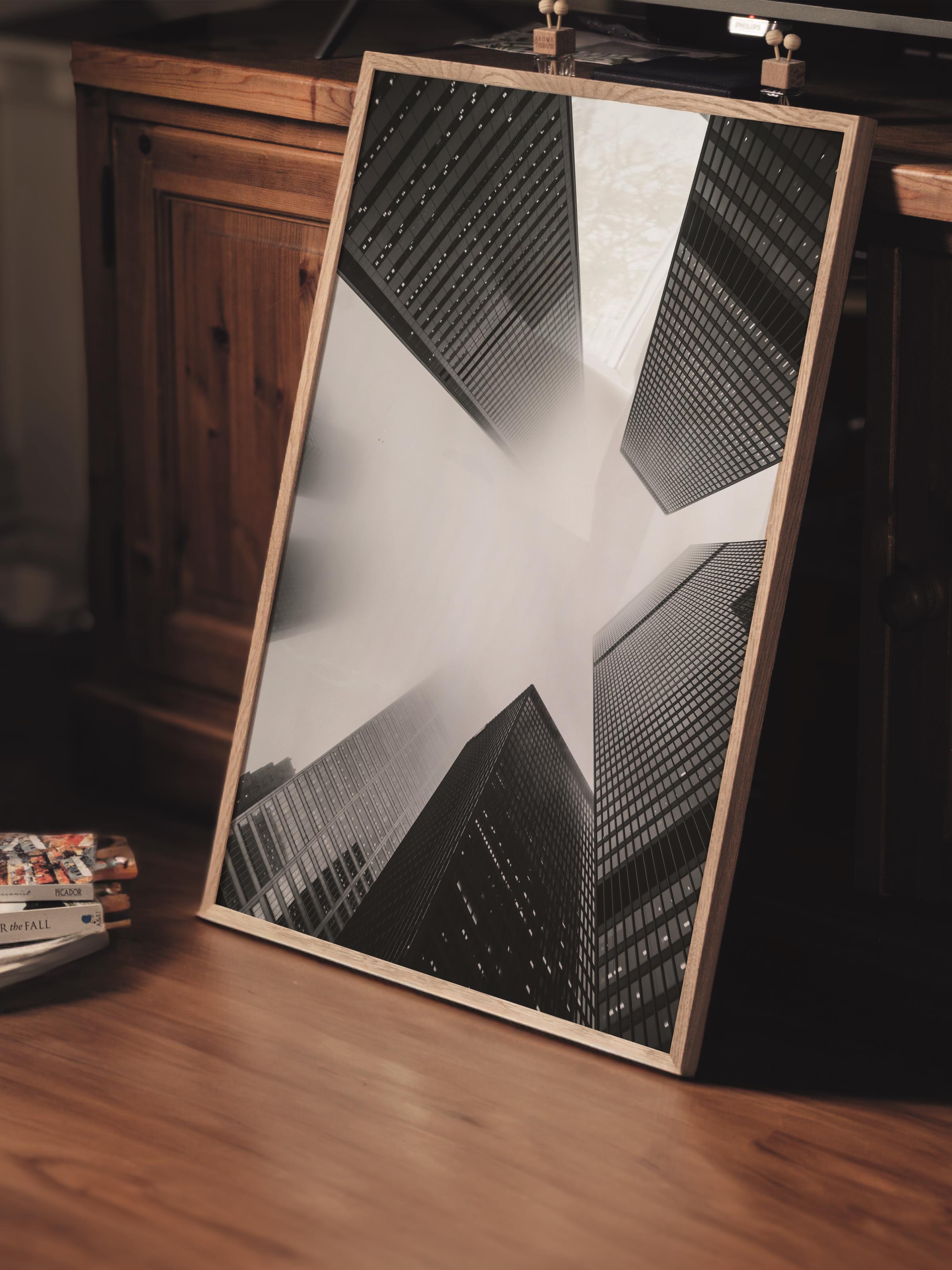 Mimari Poster, Siyah Beyaz Çerçevesiz Poster, Sanatsal Baskı NO:25 Estetik Ofis Duvar Dekoru, Dikey