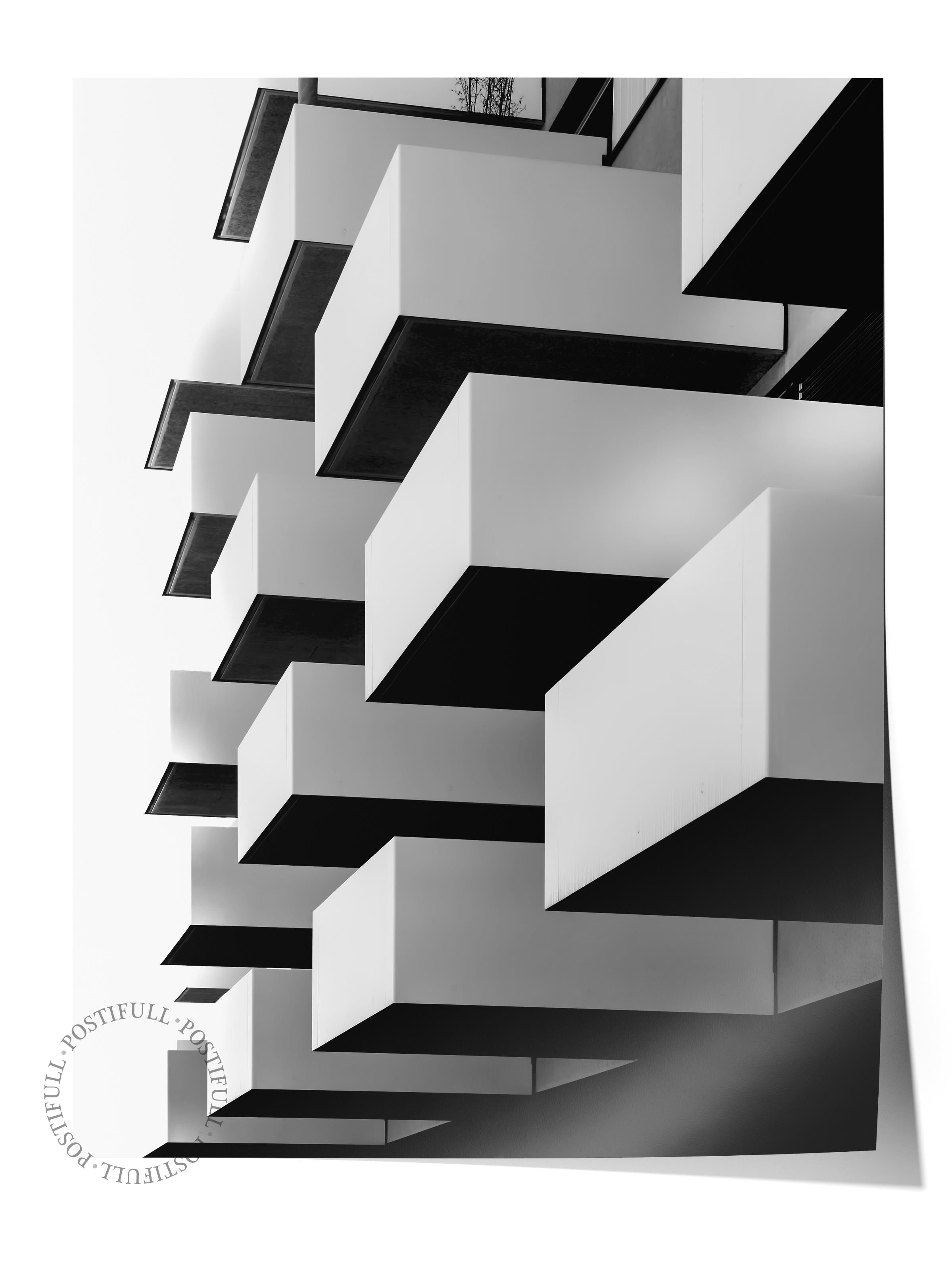 Mimari Poster, Siyah Beyaz Çerçevesiz Poster, Sanatsal Baskı NO:27 Estetik Ofis Duvar Dekoru, Dikey