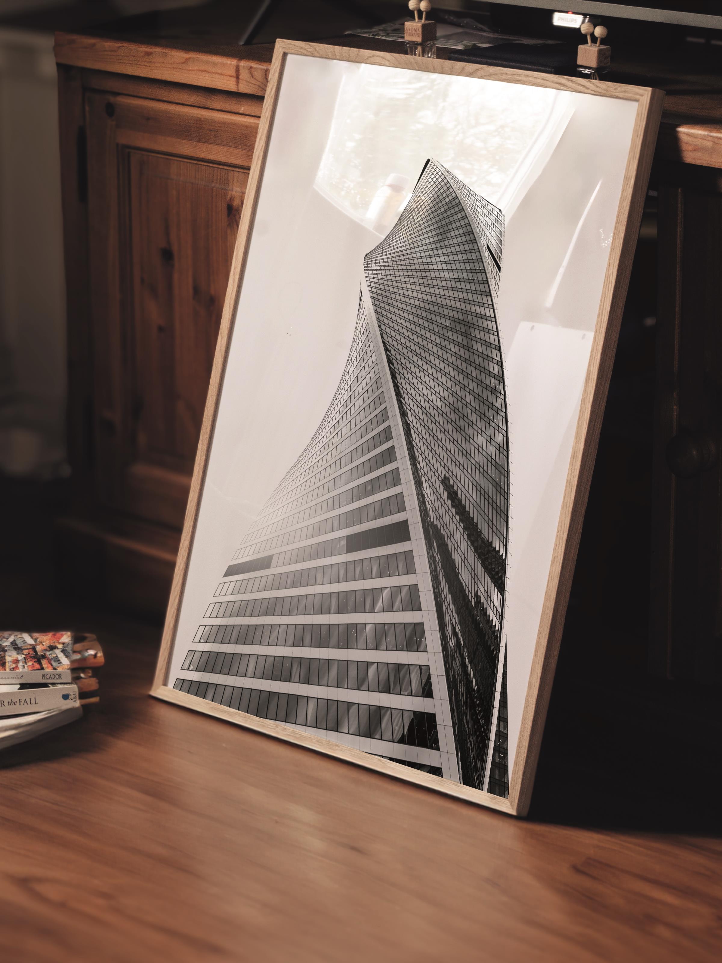 Mimari Poster, Siyah Beyaz Çerçevesiz Poster, Sanatsal Baskı NO:28 Estetik Ofis Duvar Dekoru, Dikey