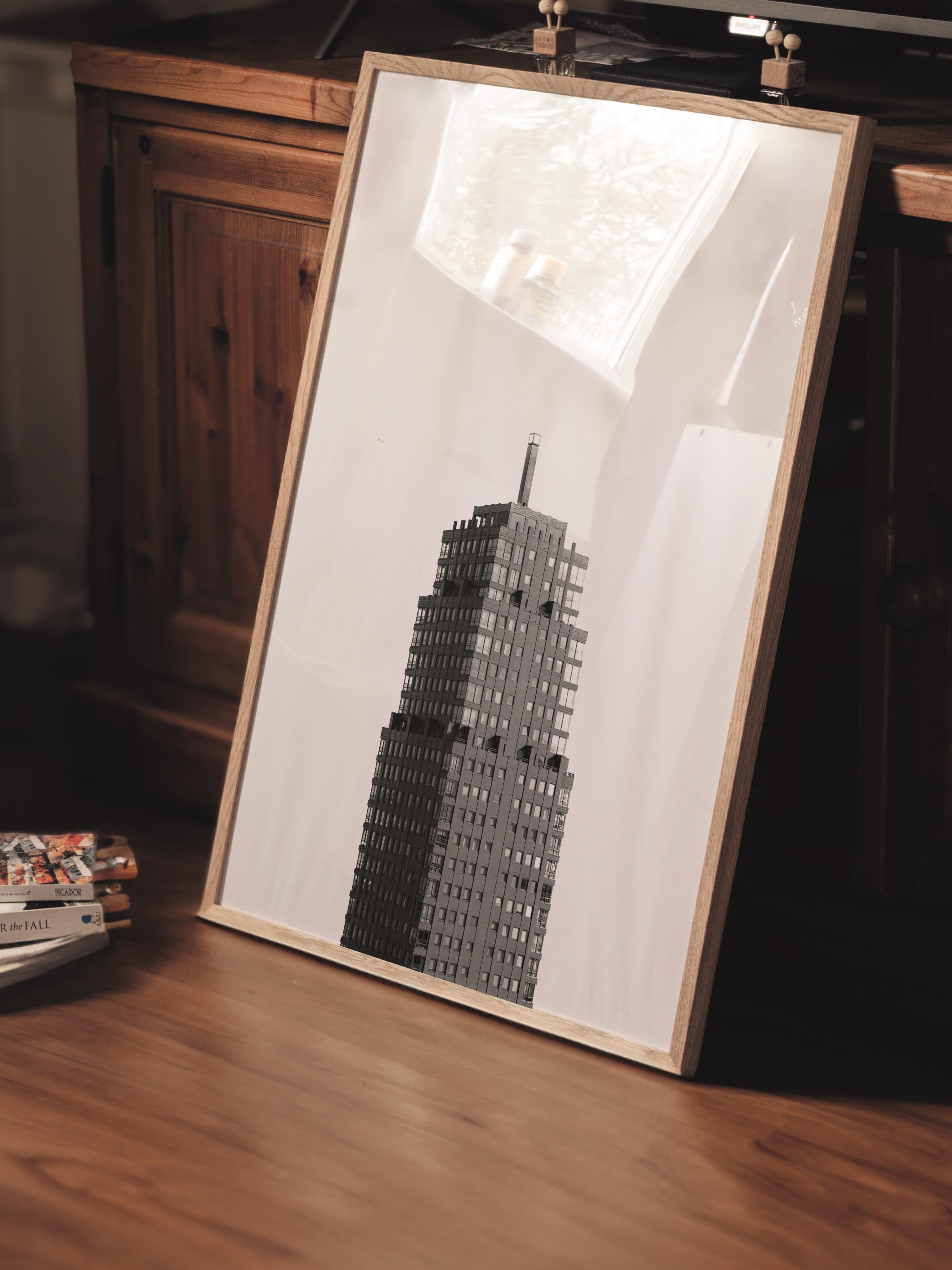 Mimari Poster, Siyah Beyaz Çerçevesiz Poster, Sanatsal Baskı NO:35 Estetik Ofis Duvar Dekoru, Dikey
