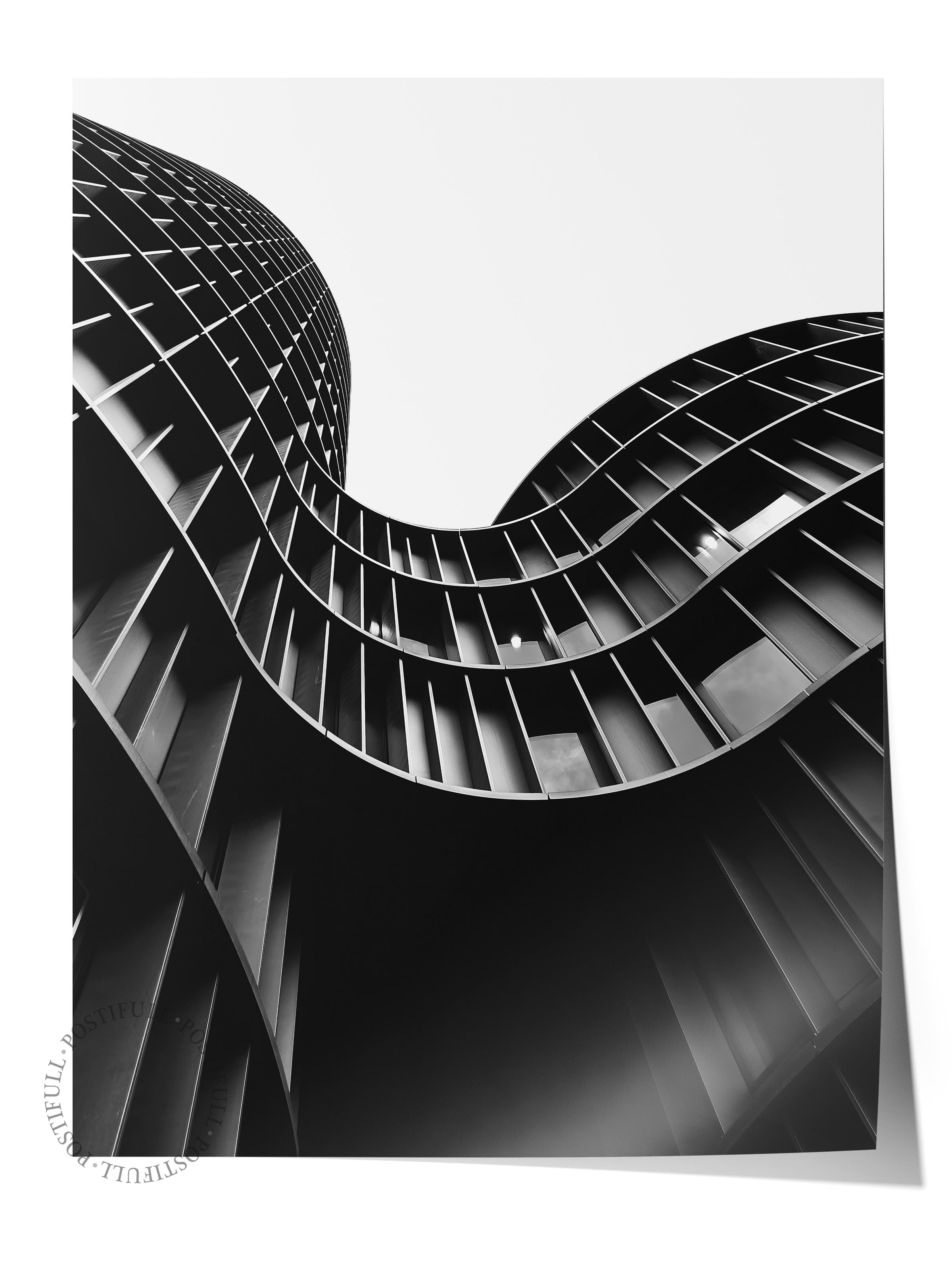 Mimari Poster, Siyah Beyaz Çerçevesiz Poster, Sanatsal Baskı NO:39 Estetik Ofis Duvar Dekoru, Dikey