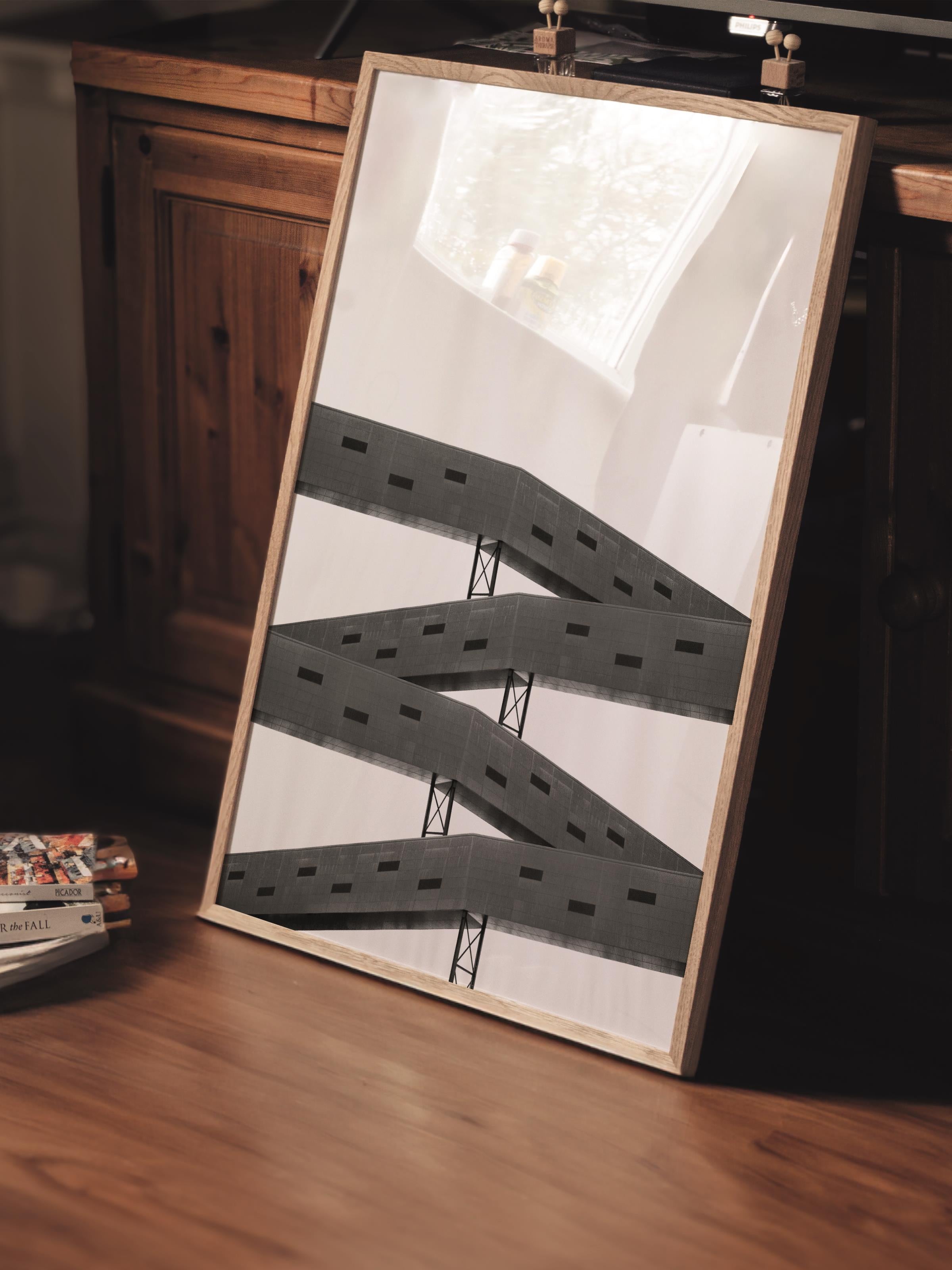 Mimari Poster, Siyah Beyaz Çerçevesiz Poster, Sanatsal Baskı NO:42 Estetik Ofis Duvar Dekoru, Dikey