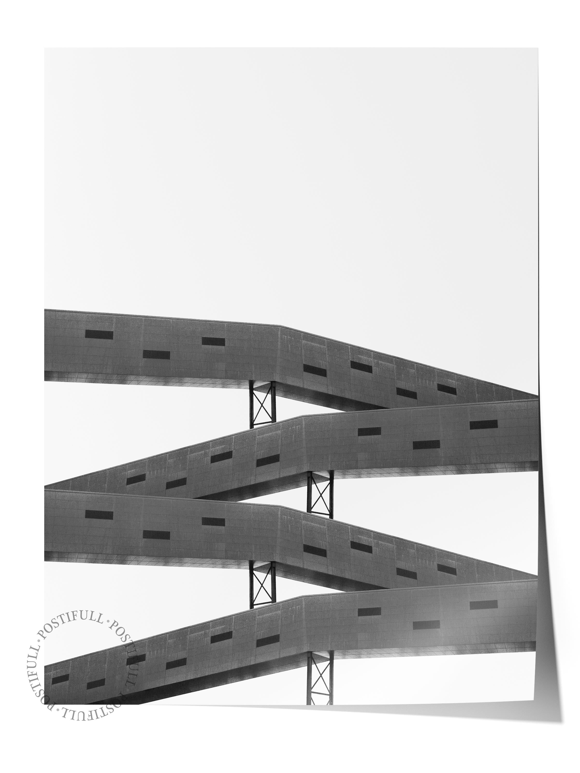 Mimari Poster, Siyah Beyaz Çerçevesiz Poster, Sanatsal Baskı NO:42 Estetik Ofis Duvar Dekoru, Dikey