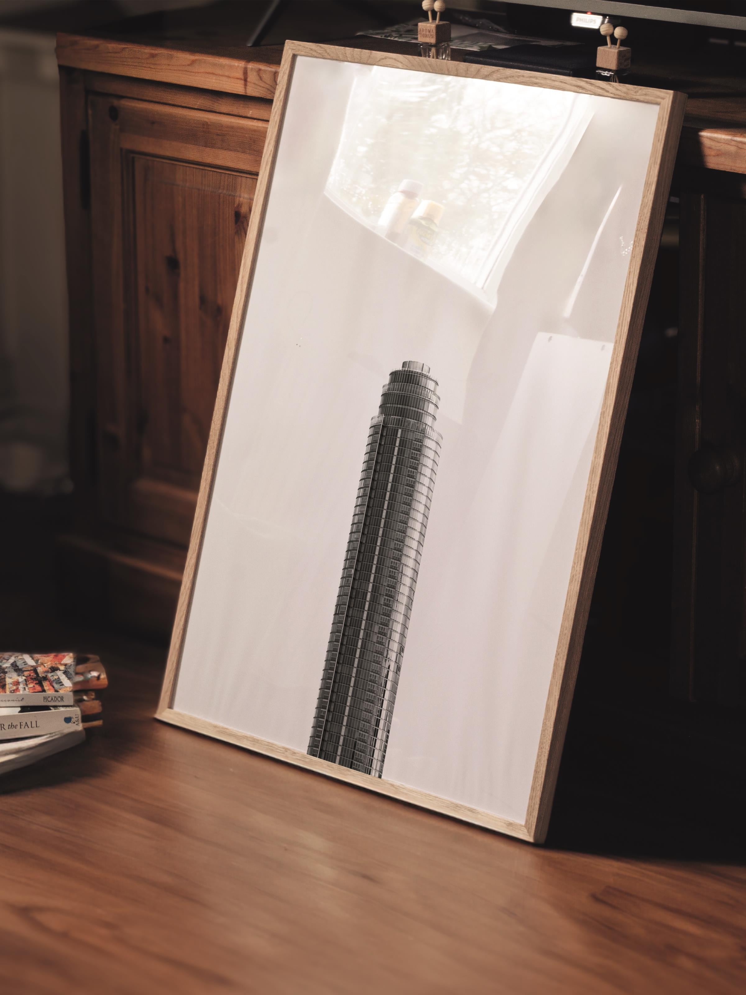 Mimari Poster, Siyah Beyaz Çerçevesiz Poster, Sanatsal Baskı NO:44 Estetik Ofis Duvar Dekoru, Dikey