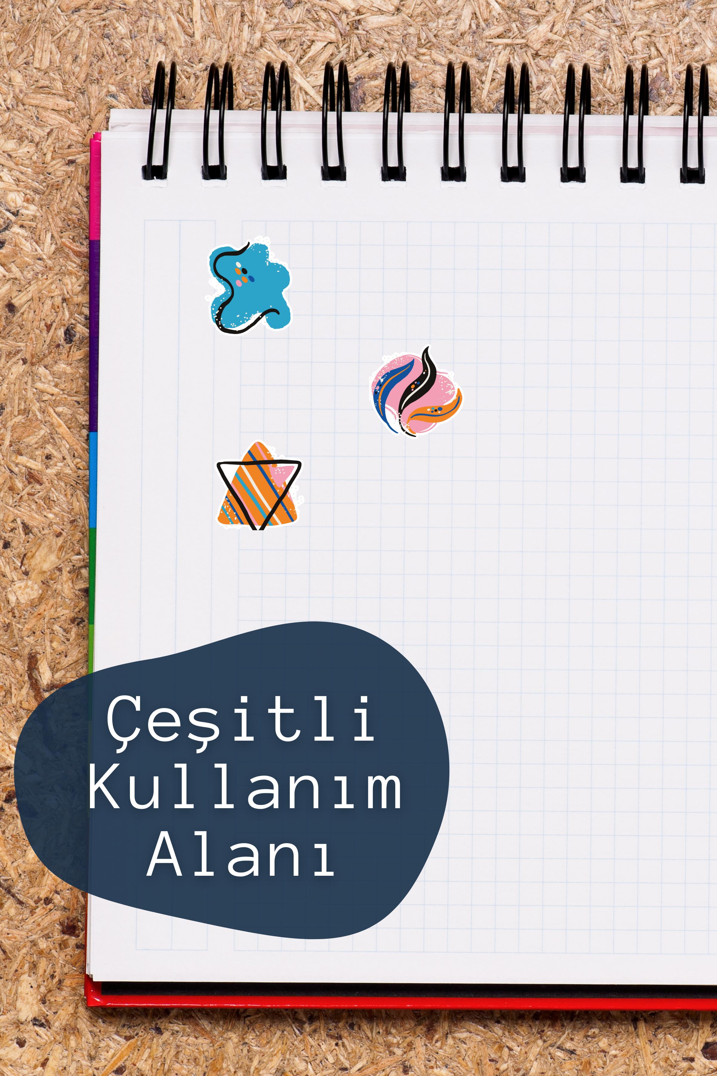 Minimal Art Temalı Sticker ve Etiket Seti - Orta Boy - Su Geçirmez, Kalın Yapışkanlı Sticker Seti