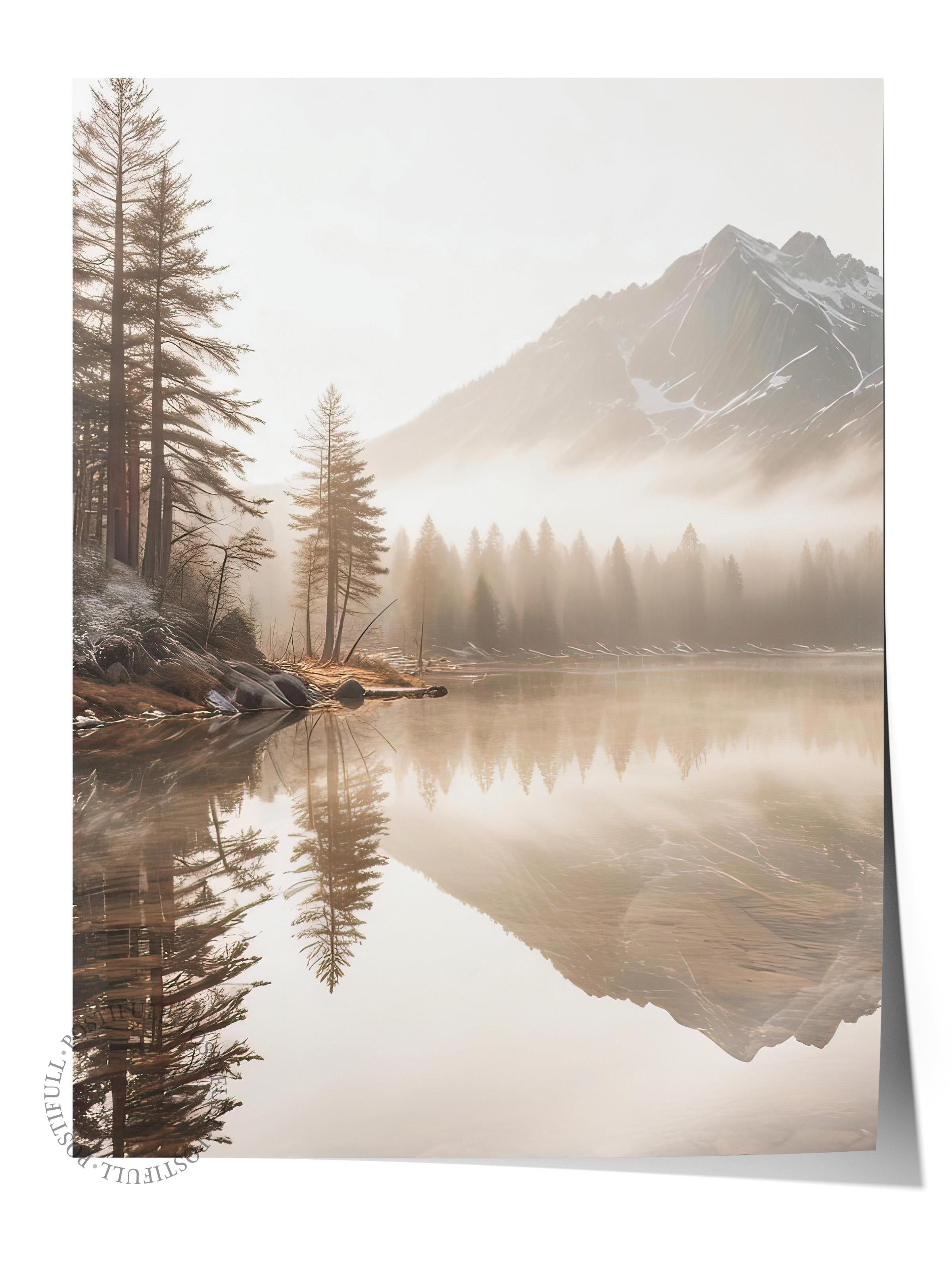 Misty Sunrise Poster, Çerçevesiz Duvar Posteri, Dikey Duvar Tablosu Comfort Serisi NO:108295