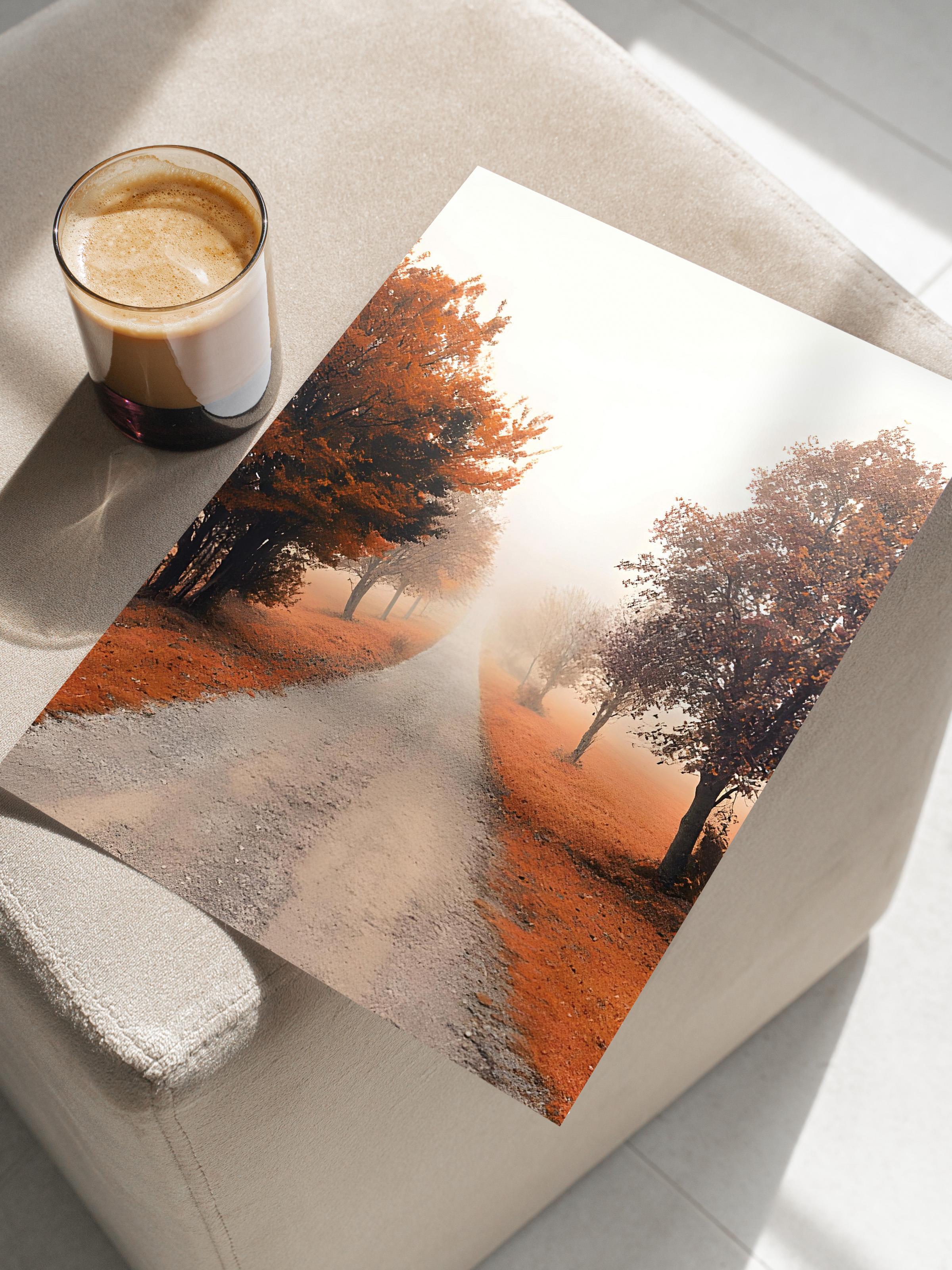 Misty Tree Alley Poster, Çerçevesiz Duvar Posteri, Dikey Duvar Tablosu Comfort Serisi NO:108353