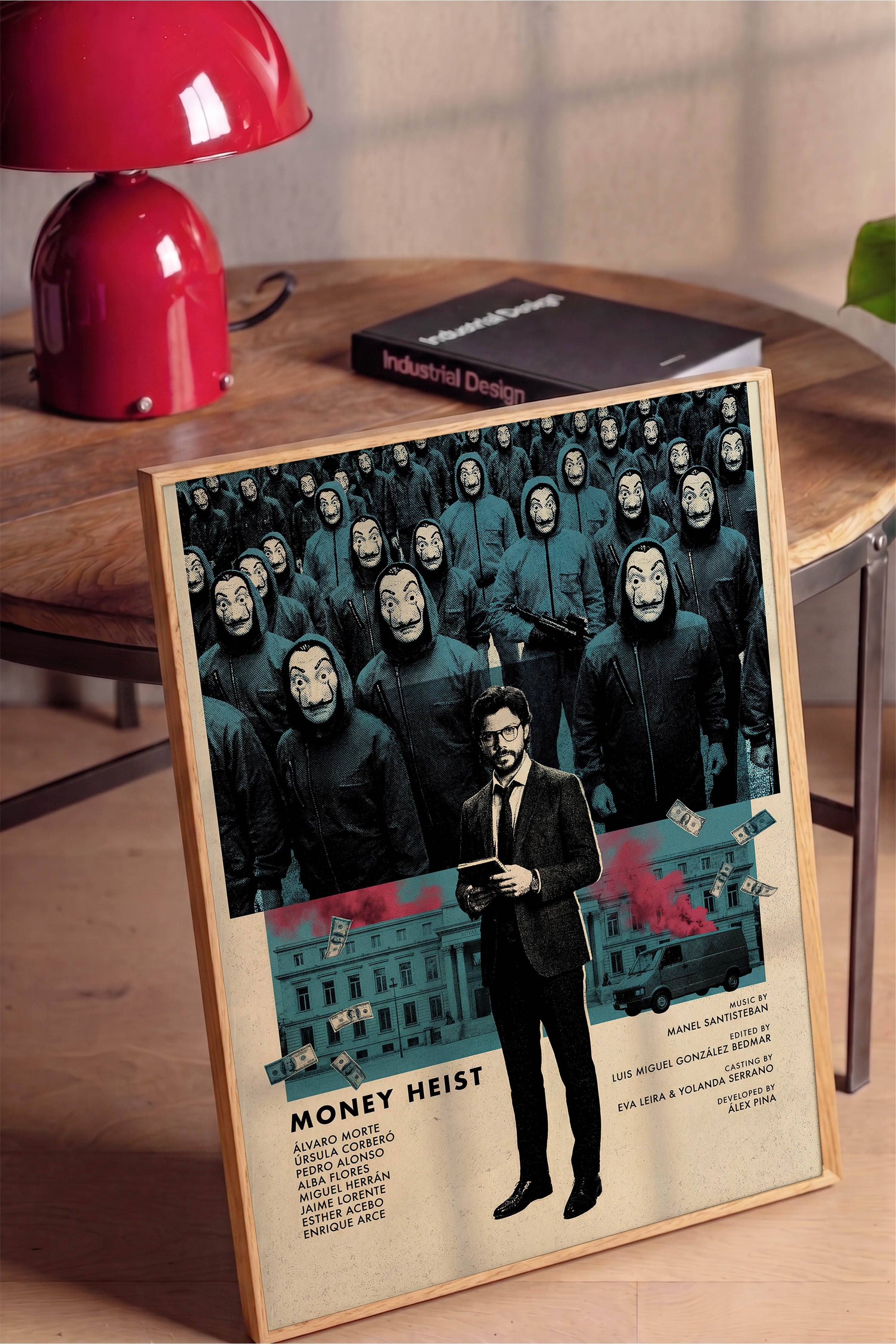 Money Heist Ahşap Çerçeveli Poster, Sinema ve Dizi Tablo, Film Dizi Afişleri NO:112780