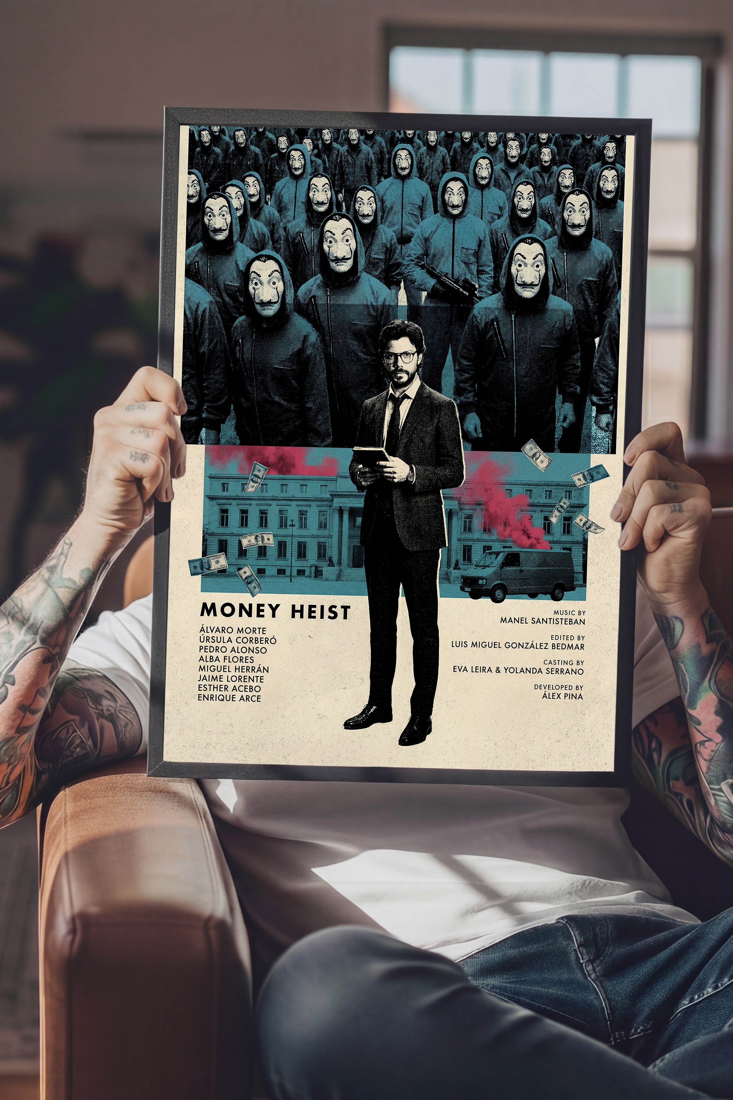 Money Heist Siyah Çerçeveli Poster, Sinema ve Dizi Tablo, Film Dizi Afişleri NO:112780