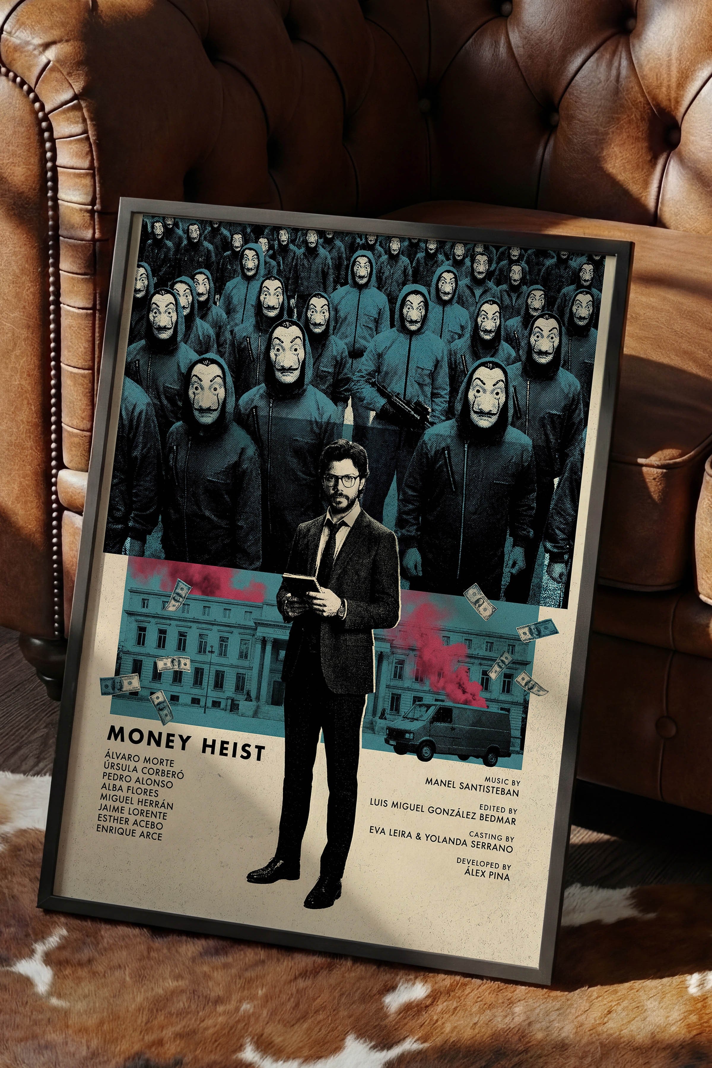 Money Heist Siyah Çerçeveli Poster, Sinema ve Dizi Tablo, Film Dizi Afişleri NO:112780
