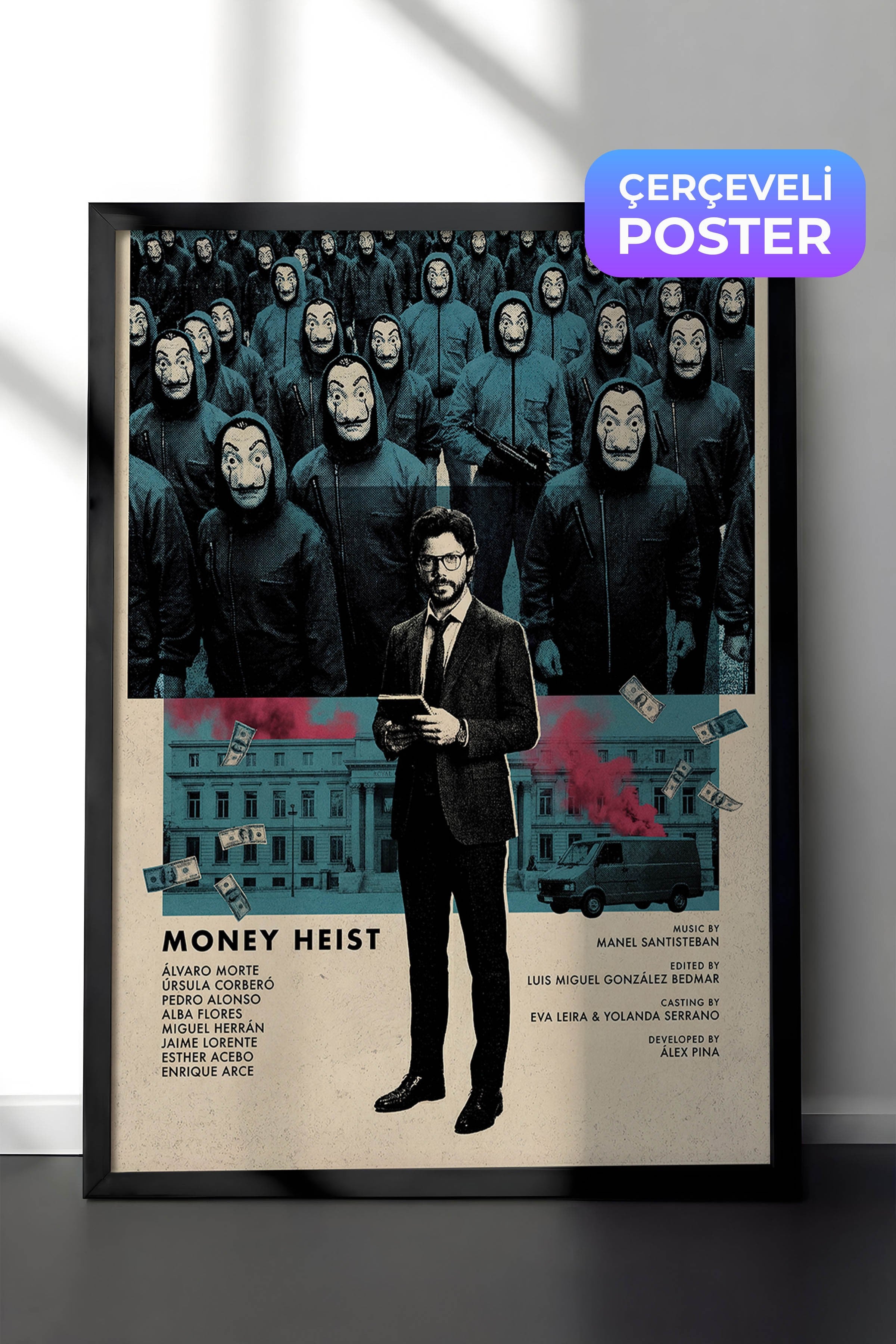 Money Heist Siyah Çerçeveli Poster, Sinema ve Dizi Tablo, Film Dizi Afişleri NO:112780