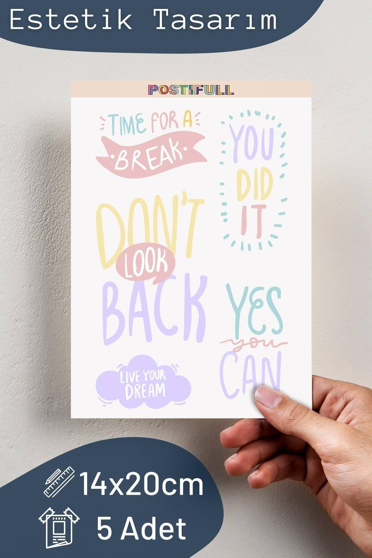 Motivasyon Temalı Sticker Seti - 5 Adet Etiket Seti- Telefon, Tablet, Defter Laptop Uyumlu Etiket
