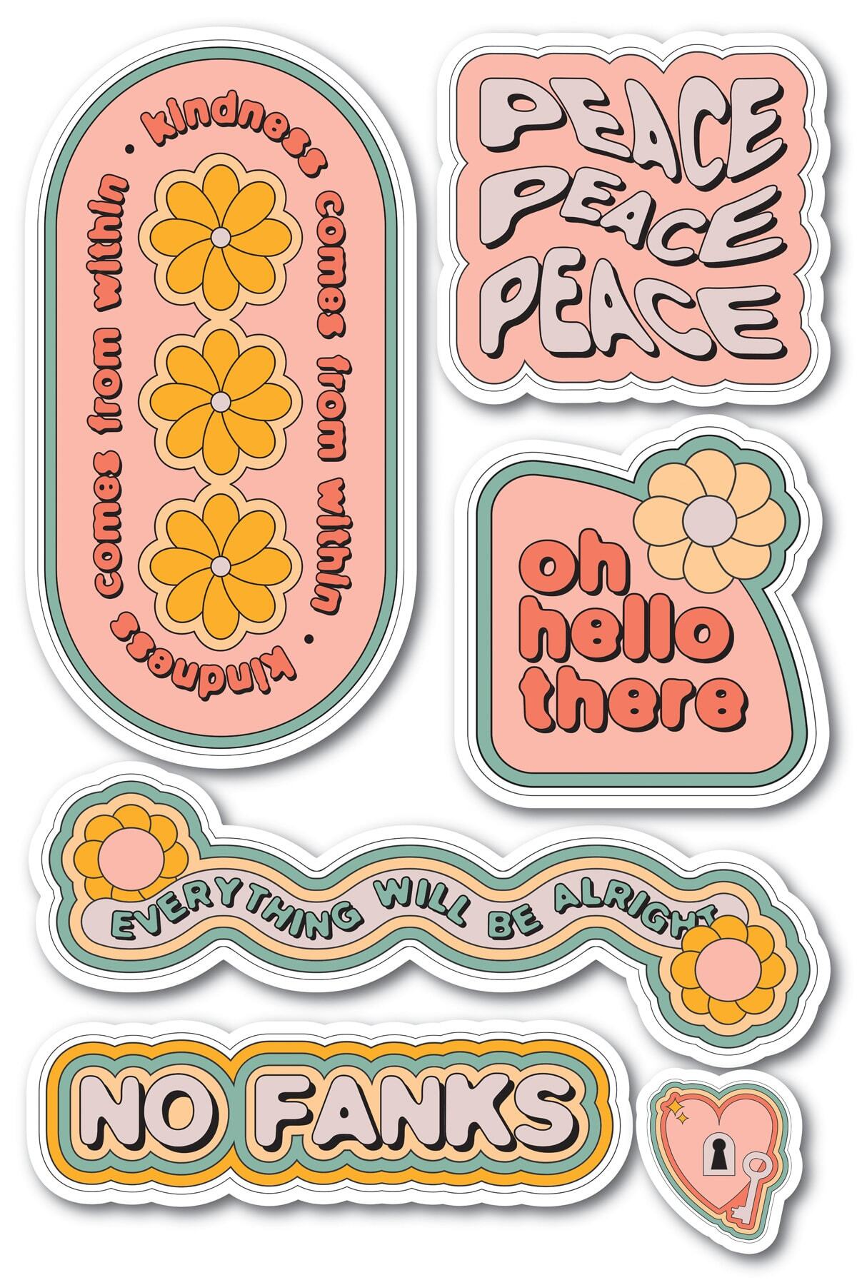 Motivasyon Temalı Sticker Seti - 6 Adet Etiket Seti- Telefon, Tablet, Defter Laptop Uyumlu Etiket