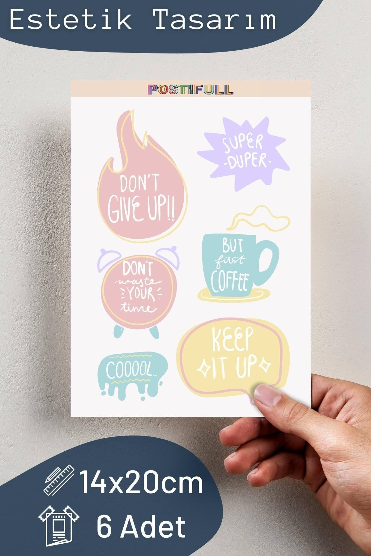 Motivasyon Temalı Sticker Seti - 6 Adet Etiket Seti- Telefon, Tablet, Defter Laptop Uyumlu Etiket