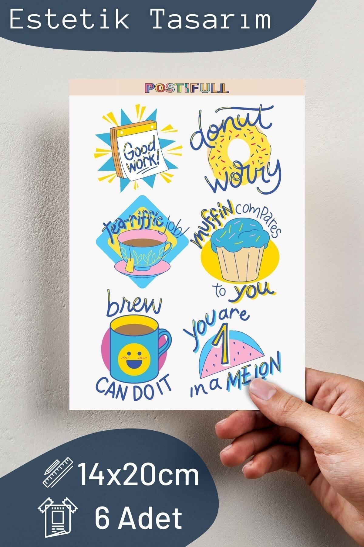 Motivasyon Temalı Sticker Seti - 6 Adet Etiket Seti- Telefon, Tablet, Defter Laptop Uyumlu Etiket