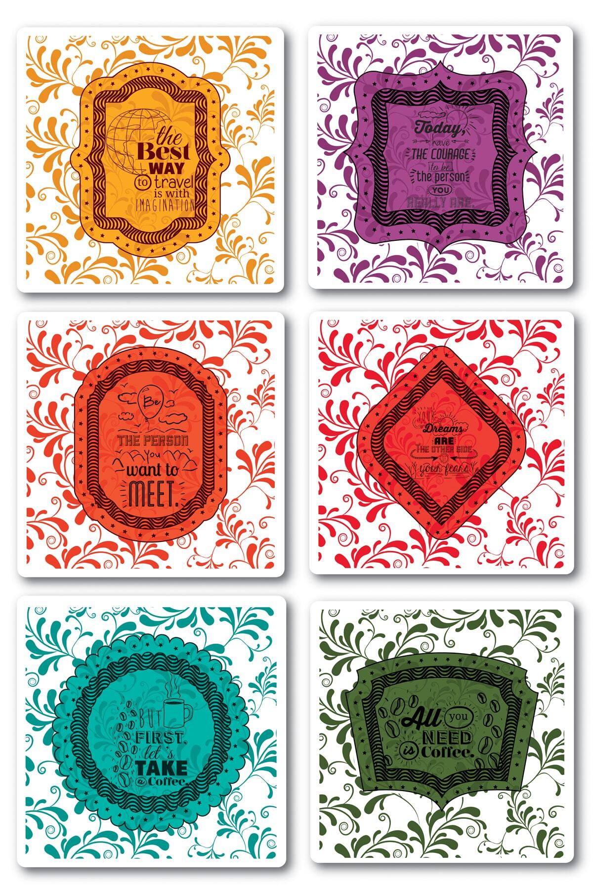Motivasyon Temalı Sticker Seti - 6 Adet Etiket Seti- Telefon, Tablet, Defter Laptop Uyumlu Etiket