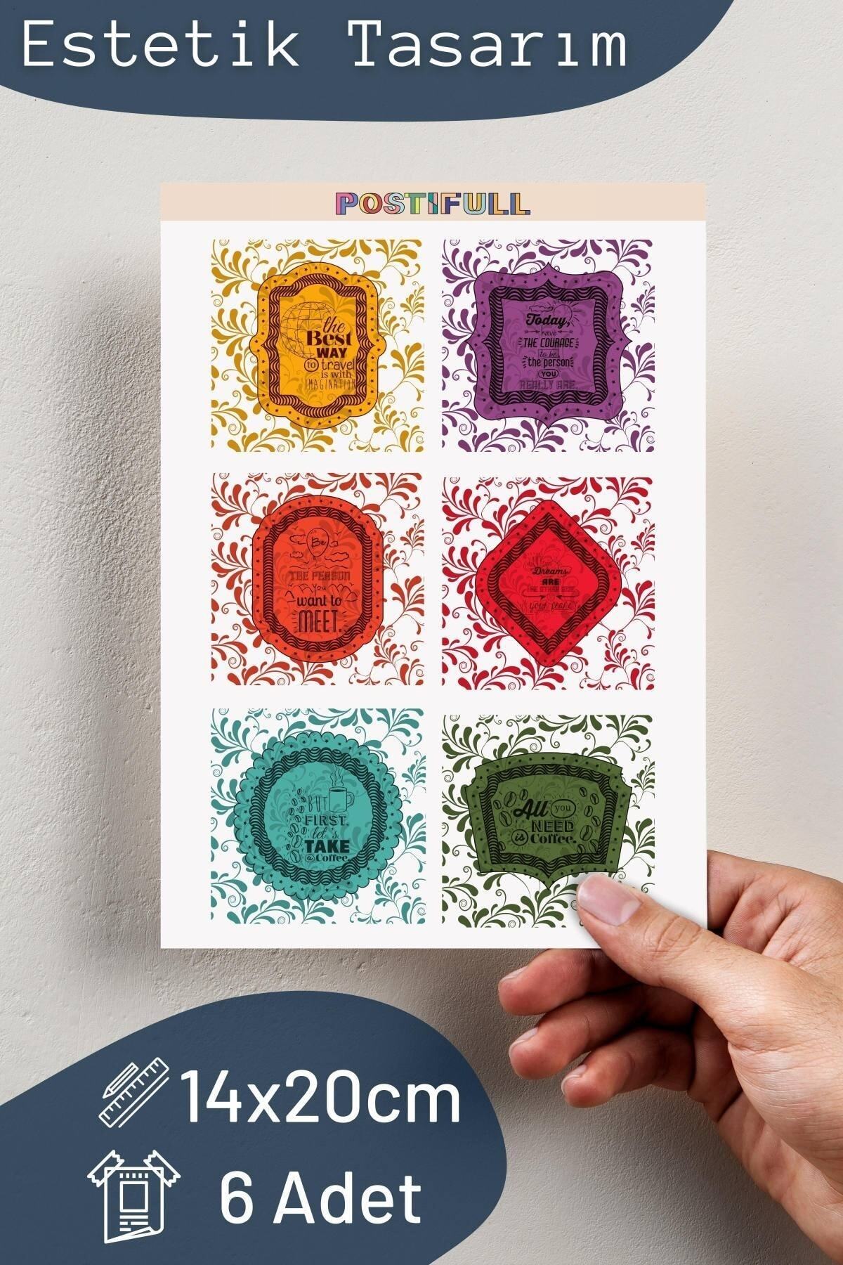 Motivasyon Temalı Sticker Seti - 6 Adet Etiket Seti- Telefon, Tablet, Defter Laptop Uyumlu Etiket