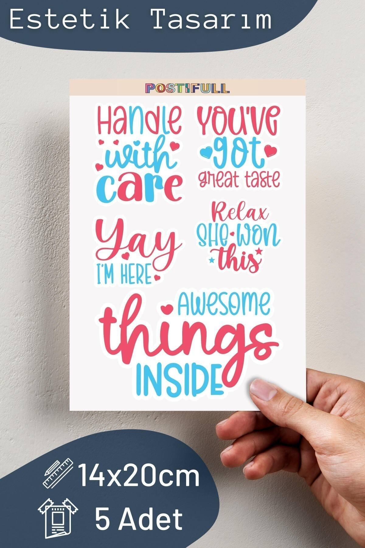 Motivasyon Temalı Sticker Seti - 6 Adet Etiket Seti- Telefon, Tablet, Defter Laptop Uyumlu Etiket