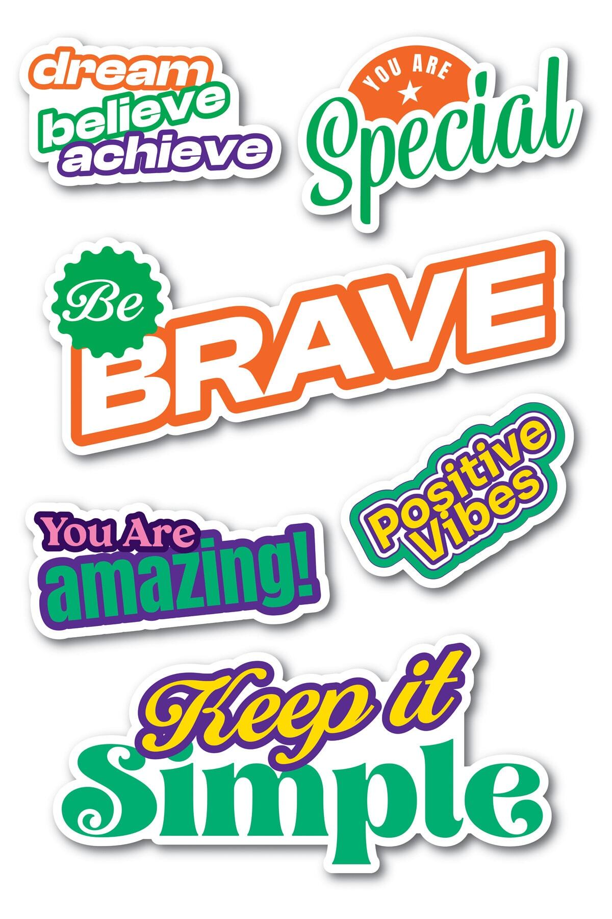 Motivasyon Temalı Sticker Seti - 6 Adet Etiket Seti- Telefon, Tablet, Defter Laptop Uyumlu Etiket