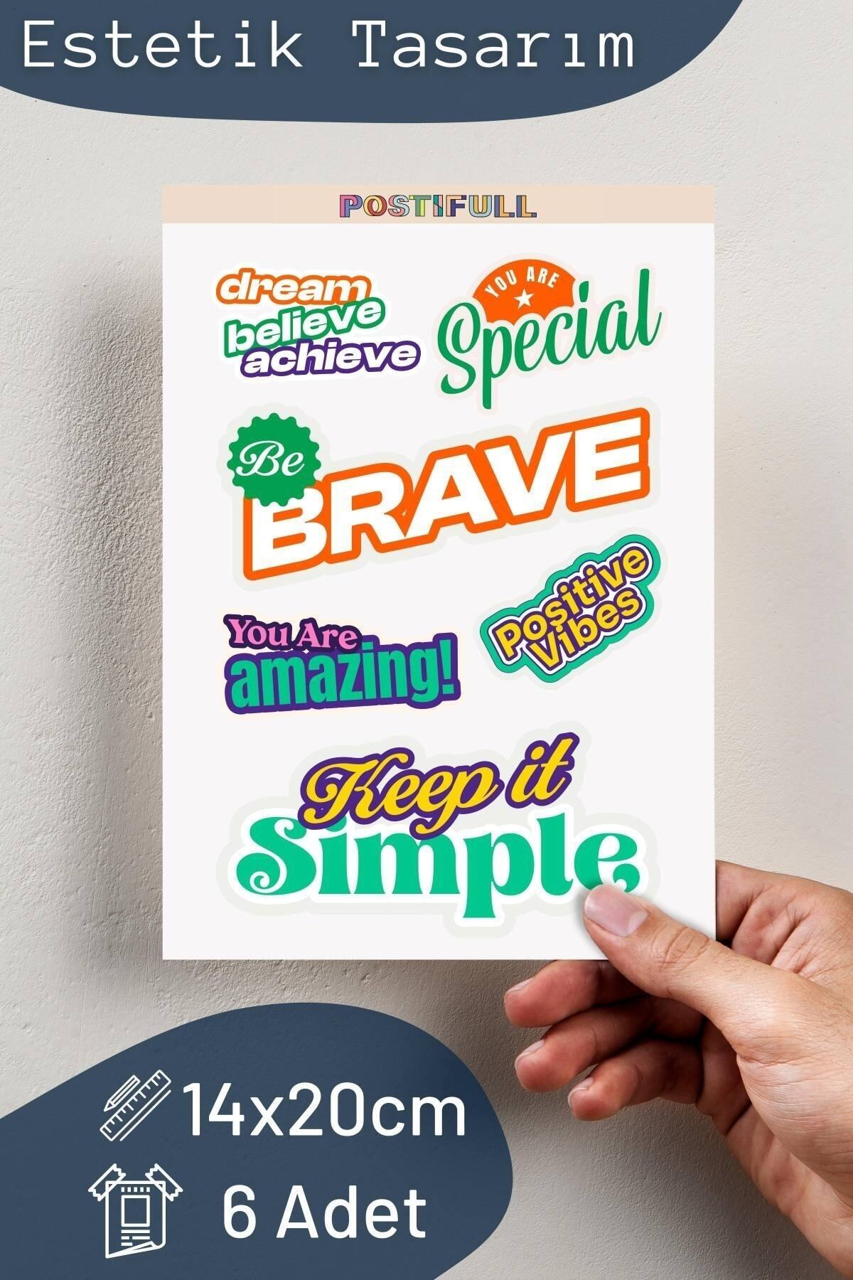 Motivasyon Temalı Sticker Seti - 6 Adet Etiket Seti- Telefon, Tablet, Defter Laptop Uyumlu Etiket