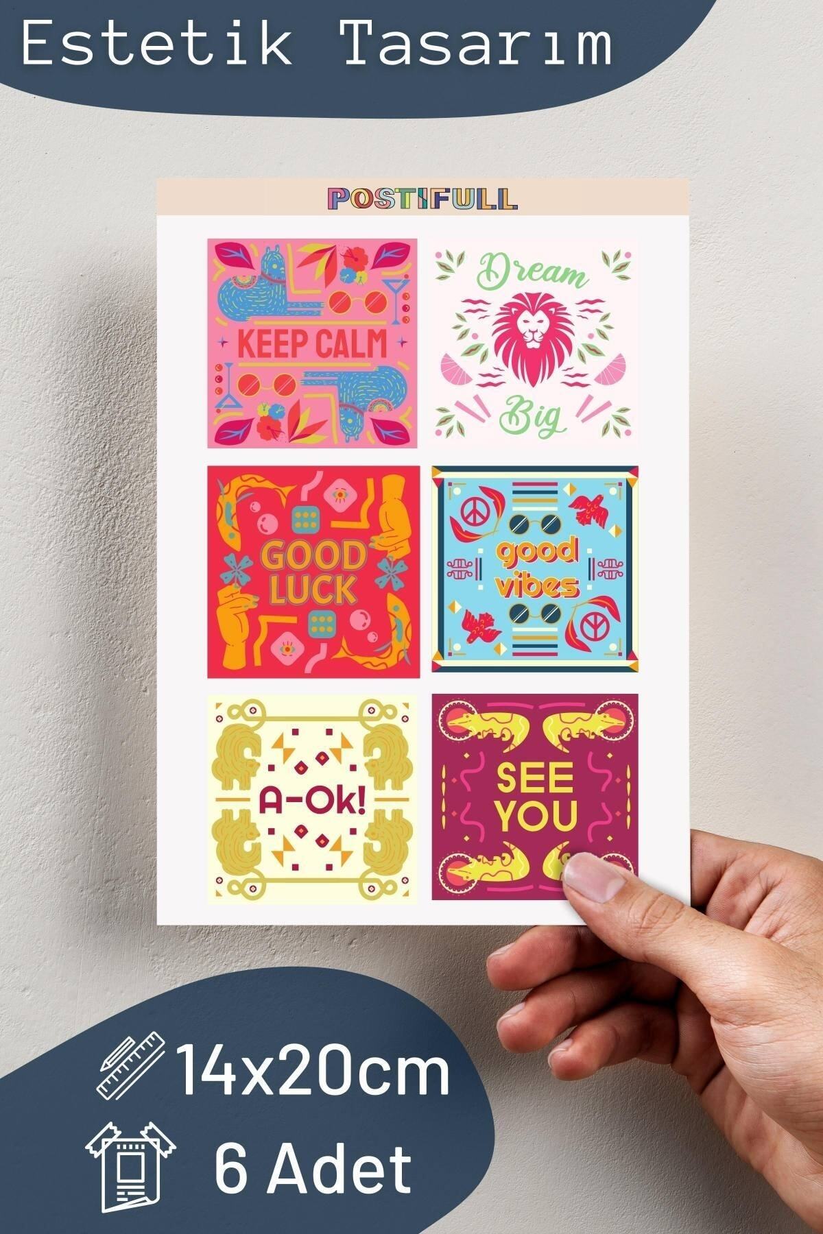 Motivasyon Temalı Sticker Seti - 6 Adet Etiket Seti- Telefon, Tablet, Defter Laptop Uyumlu Etiket