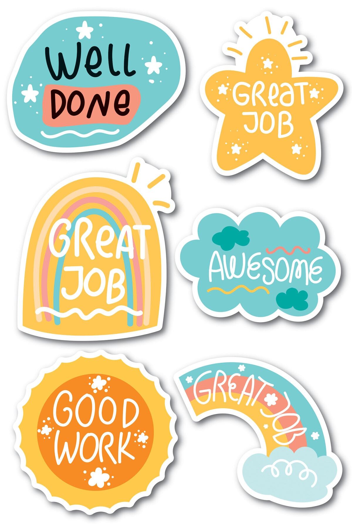 Motivasyon Temalı Sticker Seti - 6 Adet Etiket Seti- Telefon, Tablet, Defter Laptop Uyumlu Etiket