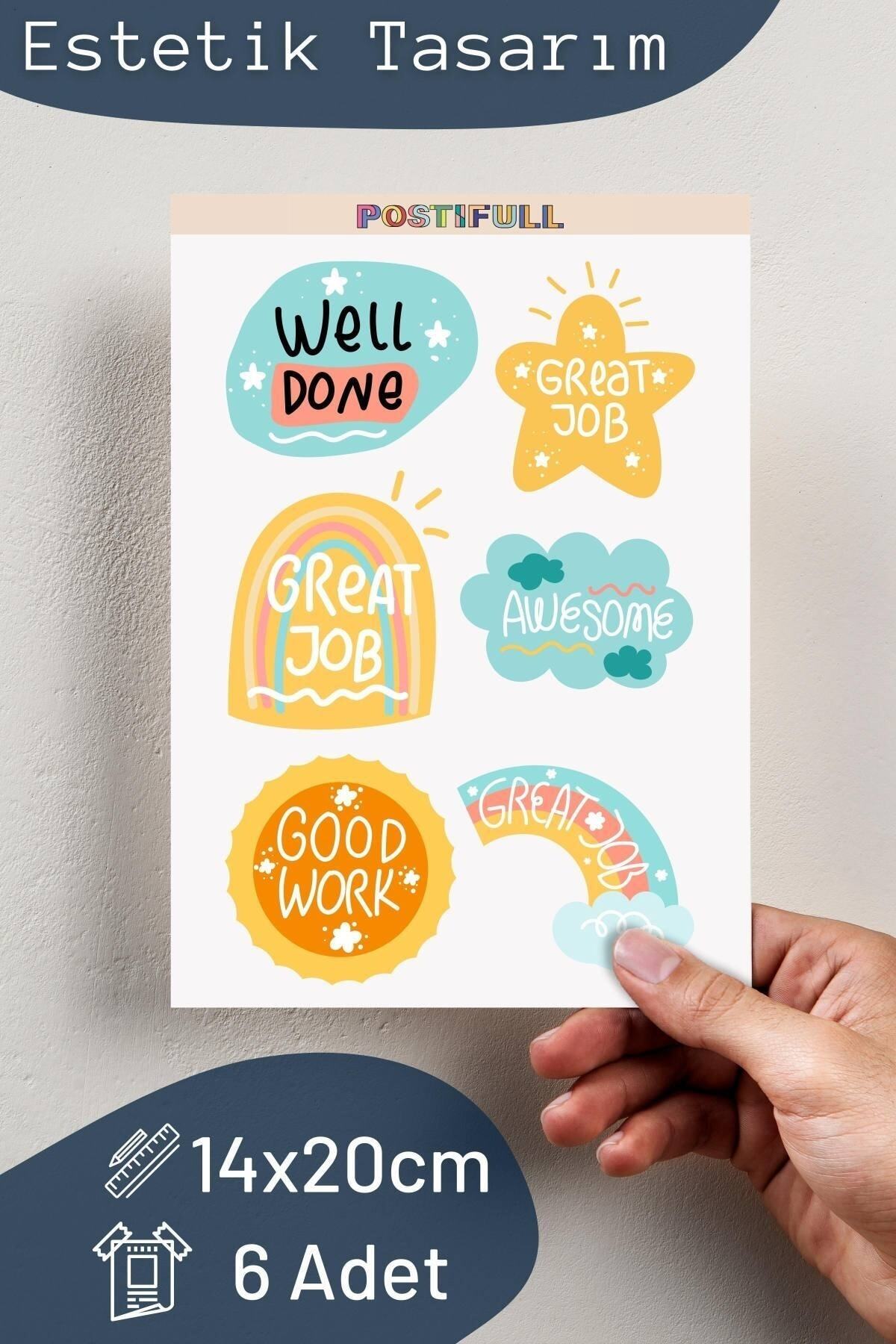 Motivasyon Temalı Sticker Seti - 6 Adet Etiket Seti- Telefon, Tablet, Defter Laptop Uyumlu Etiket