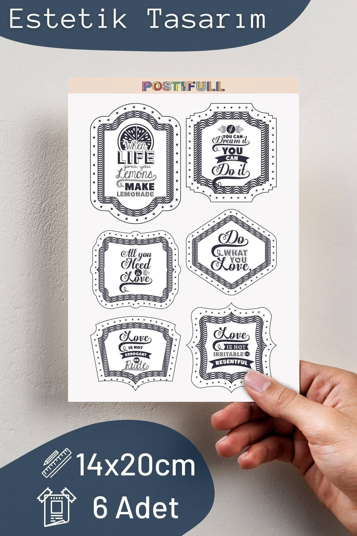 Motivasyon Temalı Sticker Seti - 6 Adet Etiket Seti- Telefon, Tablet, Defter Laptop Uyumlu Etiket