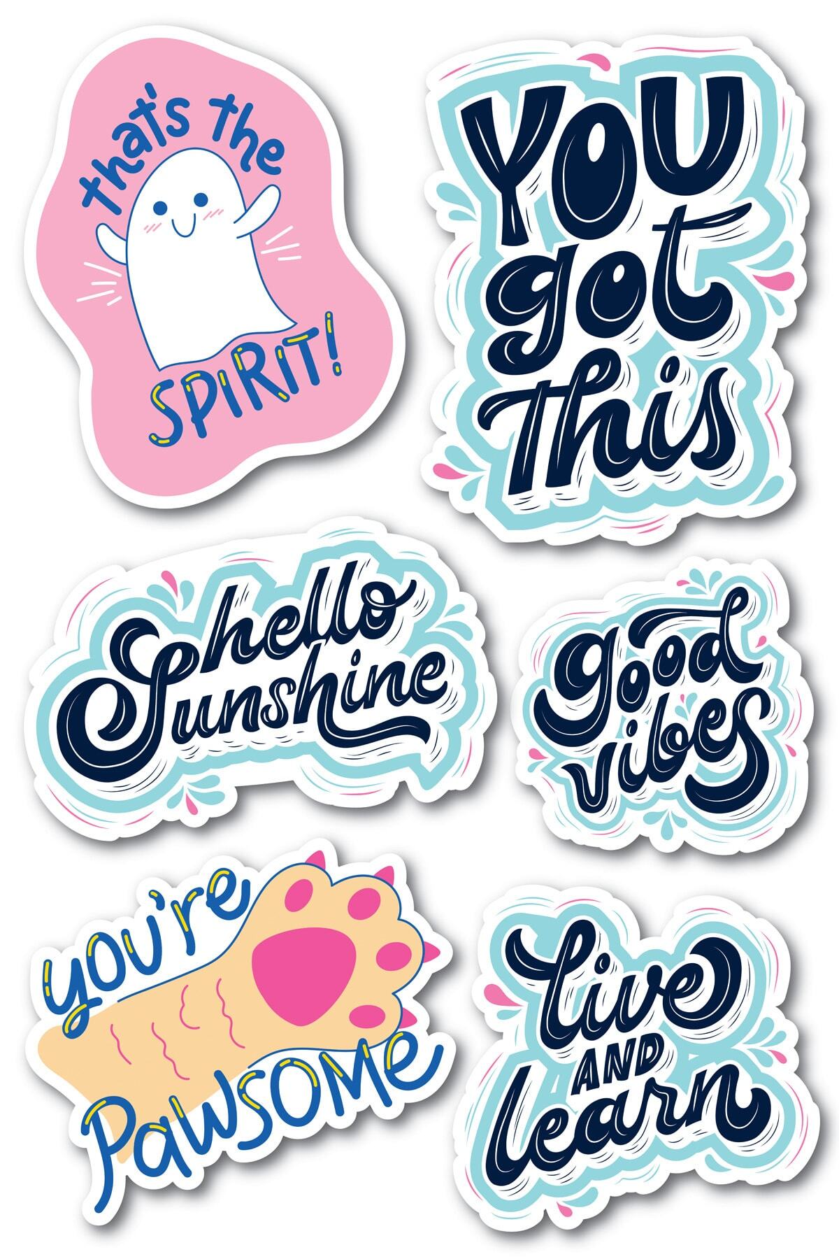 Motivasyon Temalı Sticker Seti - 6 Adet Etiket Seti- Telefon, Tablet, Defter Laptop Uyumlu Etiket