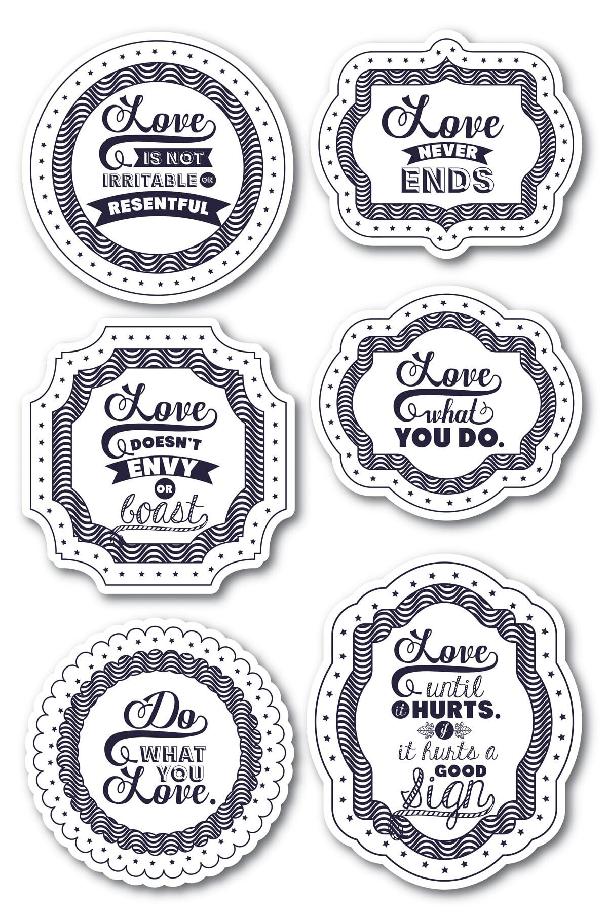 Motivasyon Temalı Sticker Seti - 6 Adet Etiket Seti- Telefon, Tablet, Defter Laptop Uyumlu Etiket