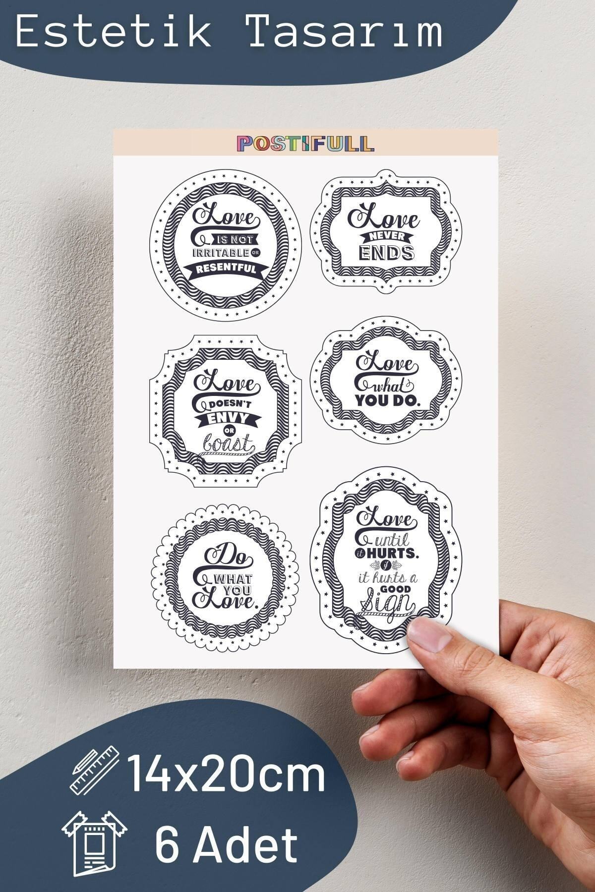 Motivasyon Temalı Sticker Seti - 6 Adet Etiket Seti- Telefon, Tablet, Defter Laptop Uyumlu Etiket